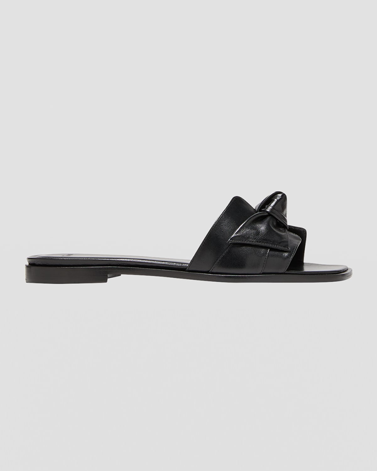 Alexandre Birman Maxi Clarita Leather Knot Flat Sandals In Black
