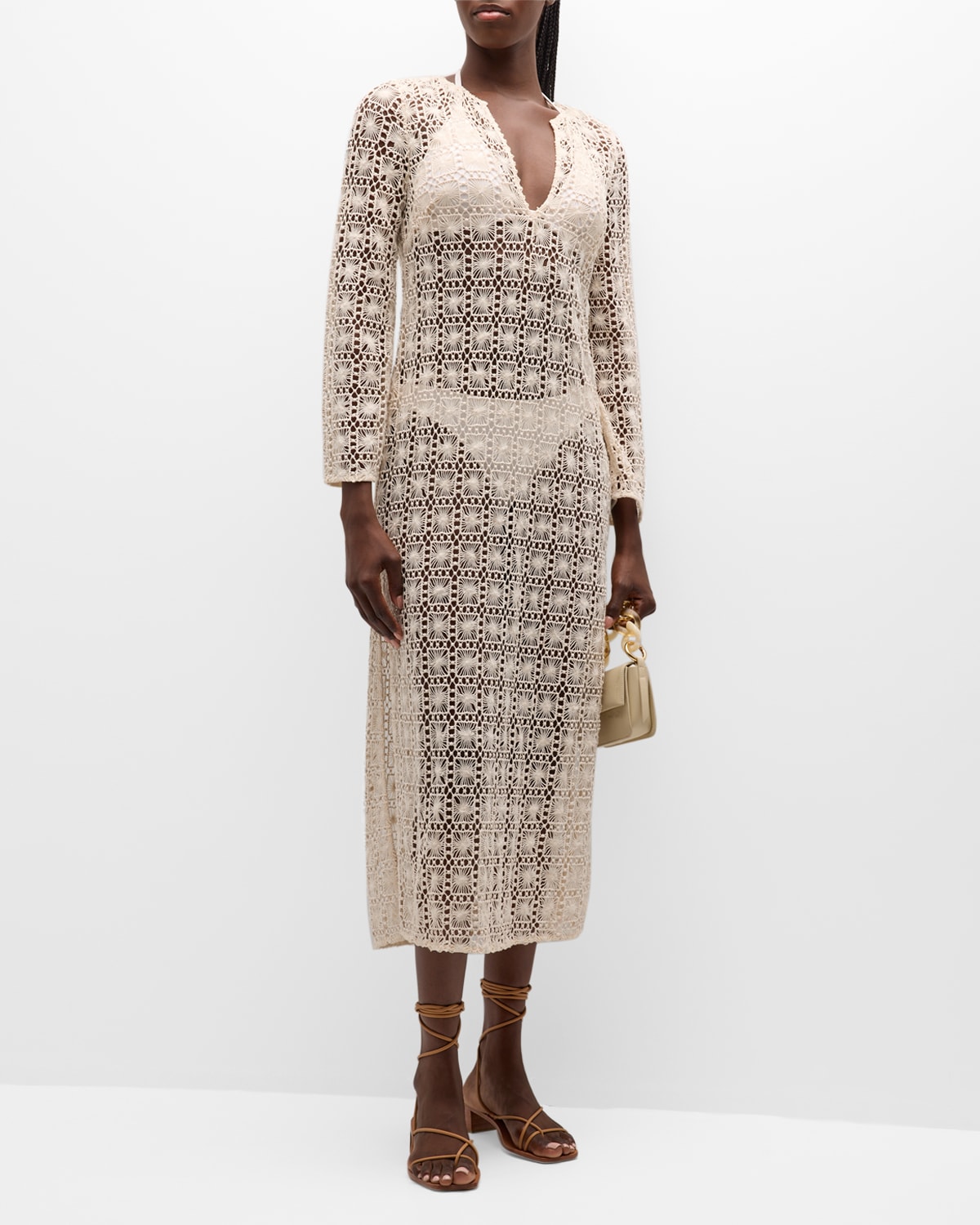 Honorine Harlow Crochet-knit Coverup Dress In Natural