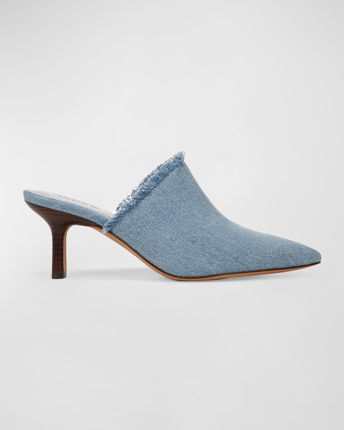 Shop Vince Penelope Frayed Denim Mules In Jeansblue