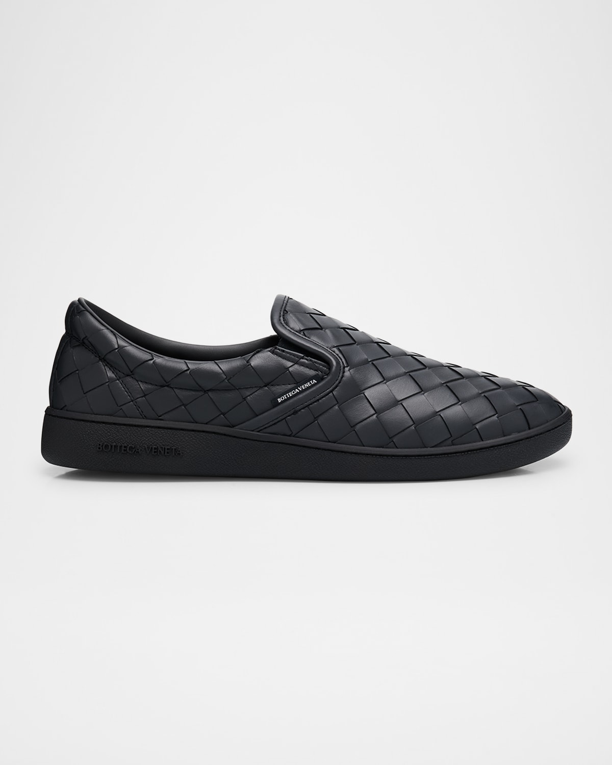 Bottega Veneta Sawyer Blue Slip-on Sneakers With Logo Detail And Intreccio Motif In Leather Man In Shadow