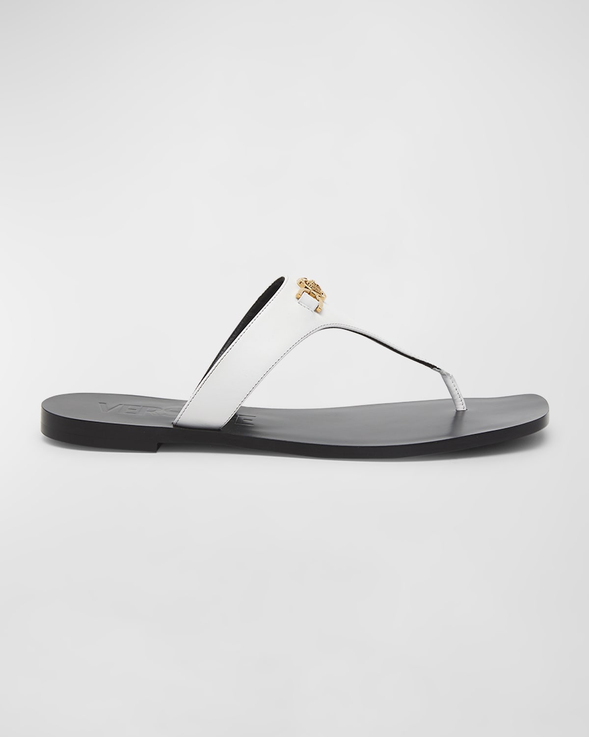 Medusa Leather Flat Thong Sandals