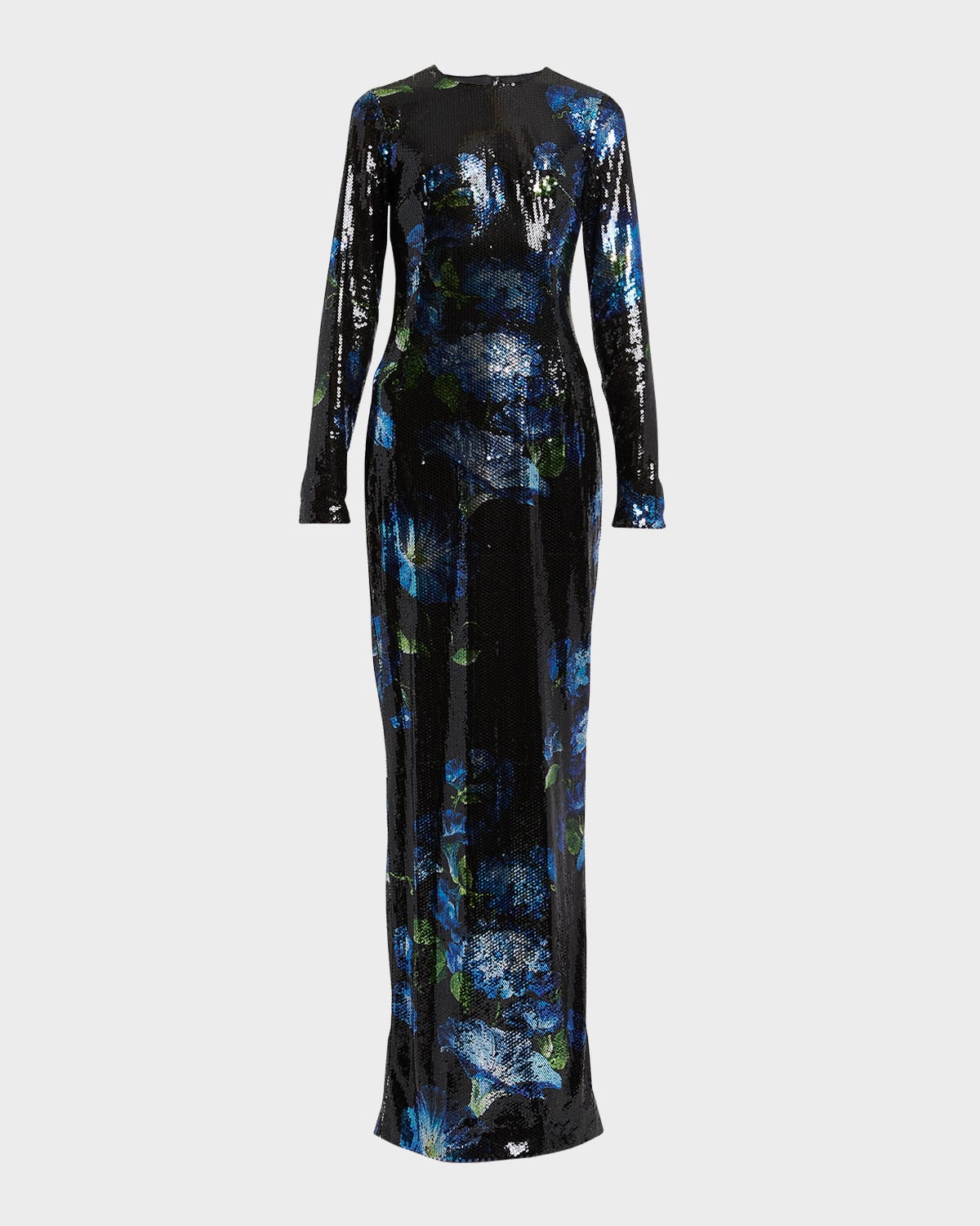 Shop Dolce & Gabbana Bluebell Floral Print Paillette Embellished Gown In Blkprtflow