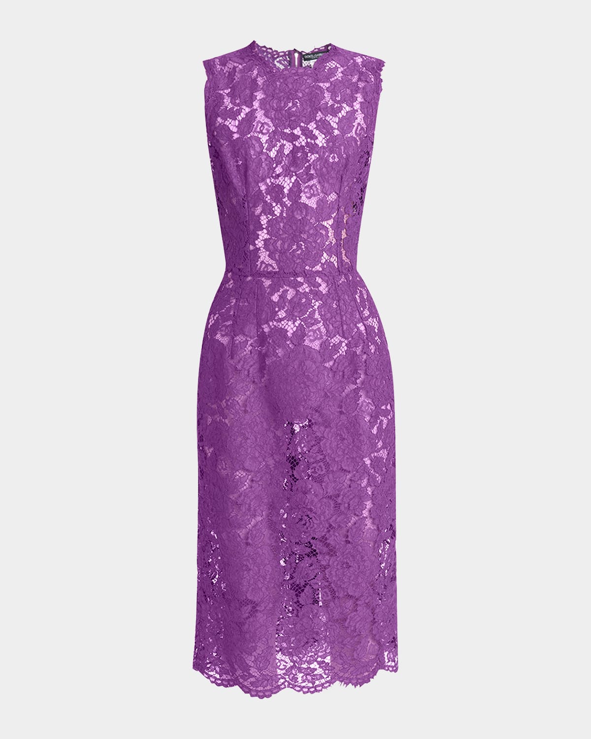Dolce & Gabbana Floral Lace Midi Dress In Purple