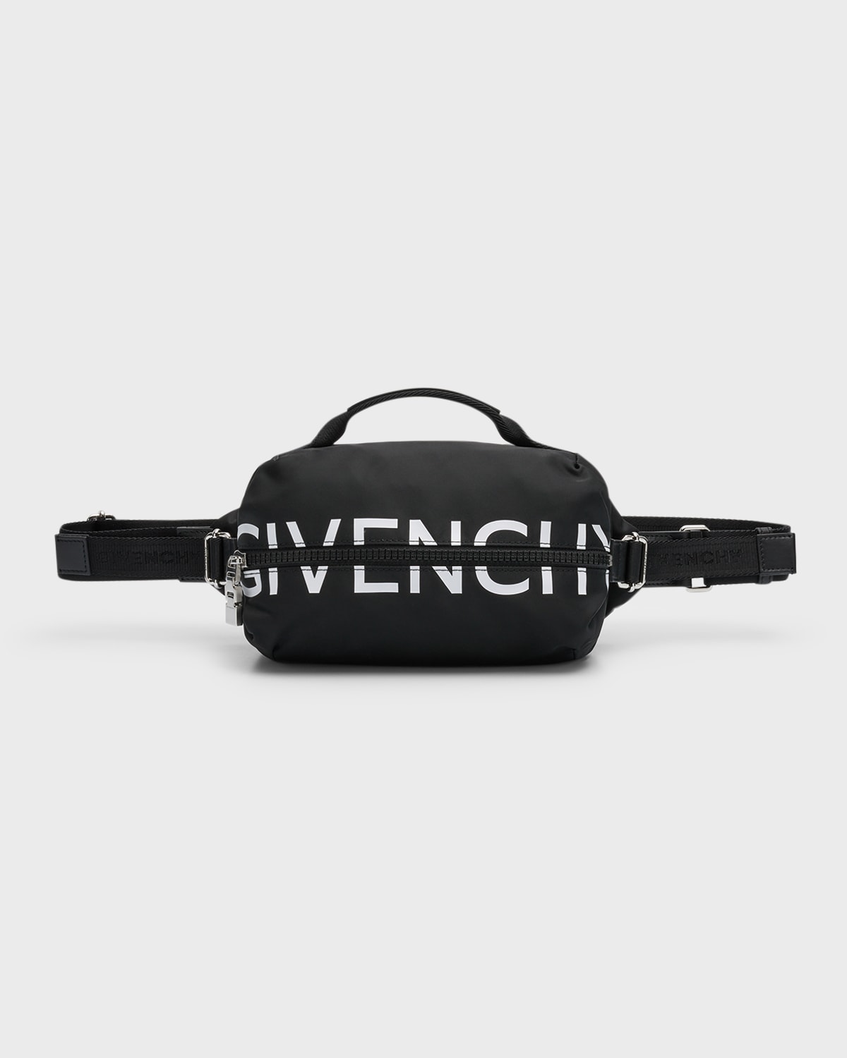 Shop Givenchy Men's G-zip Nylon Crossbody Belt Bag In Black/white
