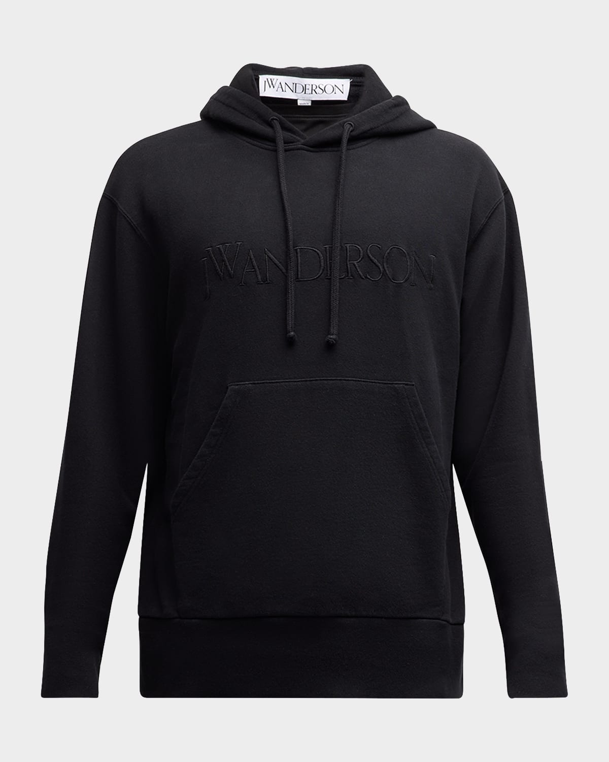 Shop Jw Anderson Men's Embroidered Logo Hoodie In Black