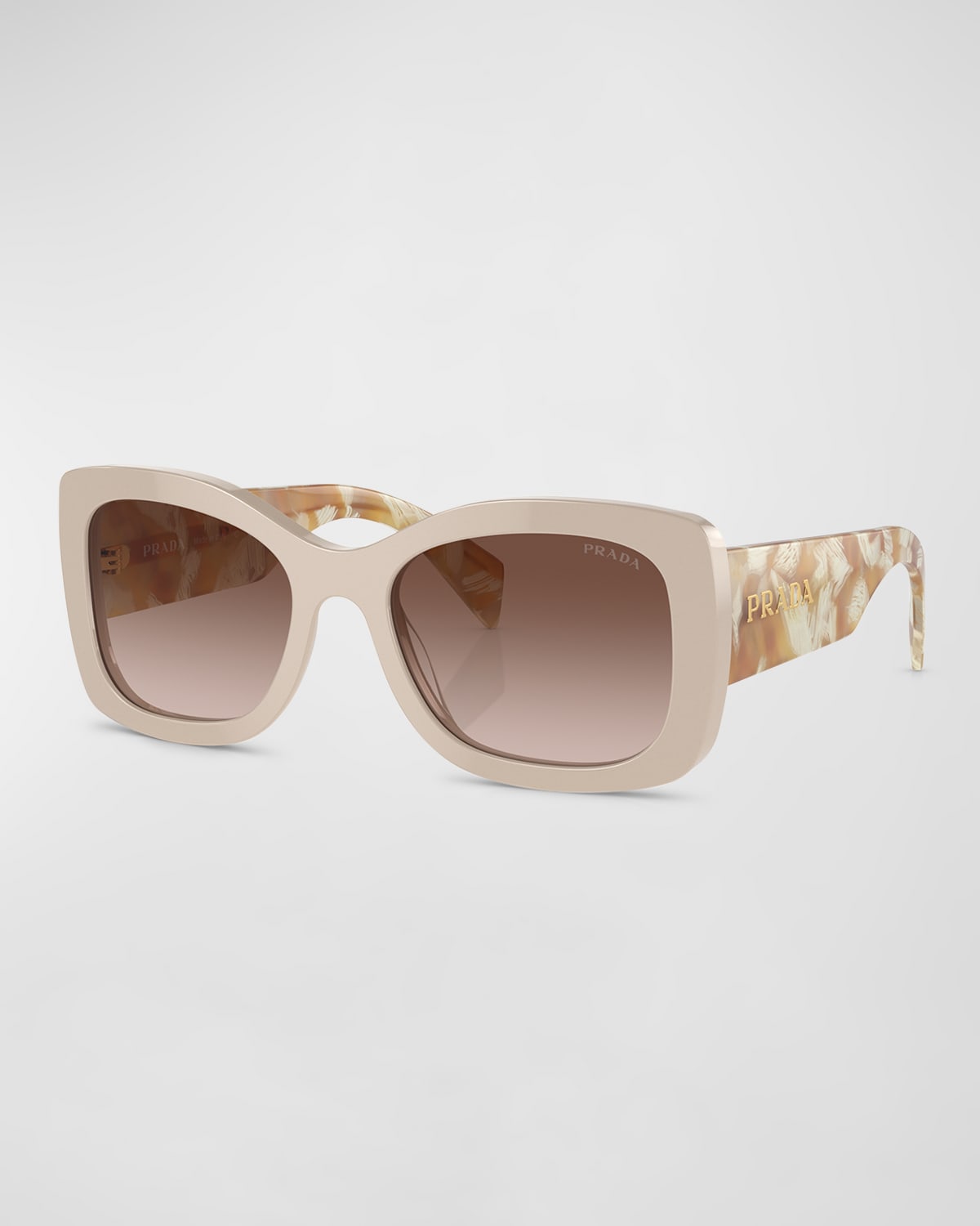 Shop Prada Gradient Acetate Oval Sunglasses In Brown Grad