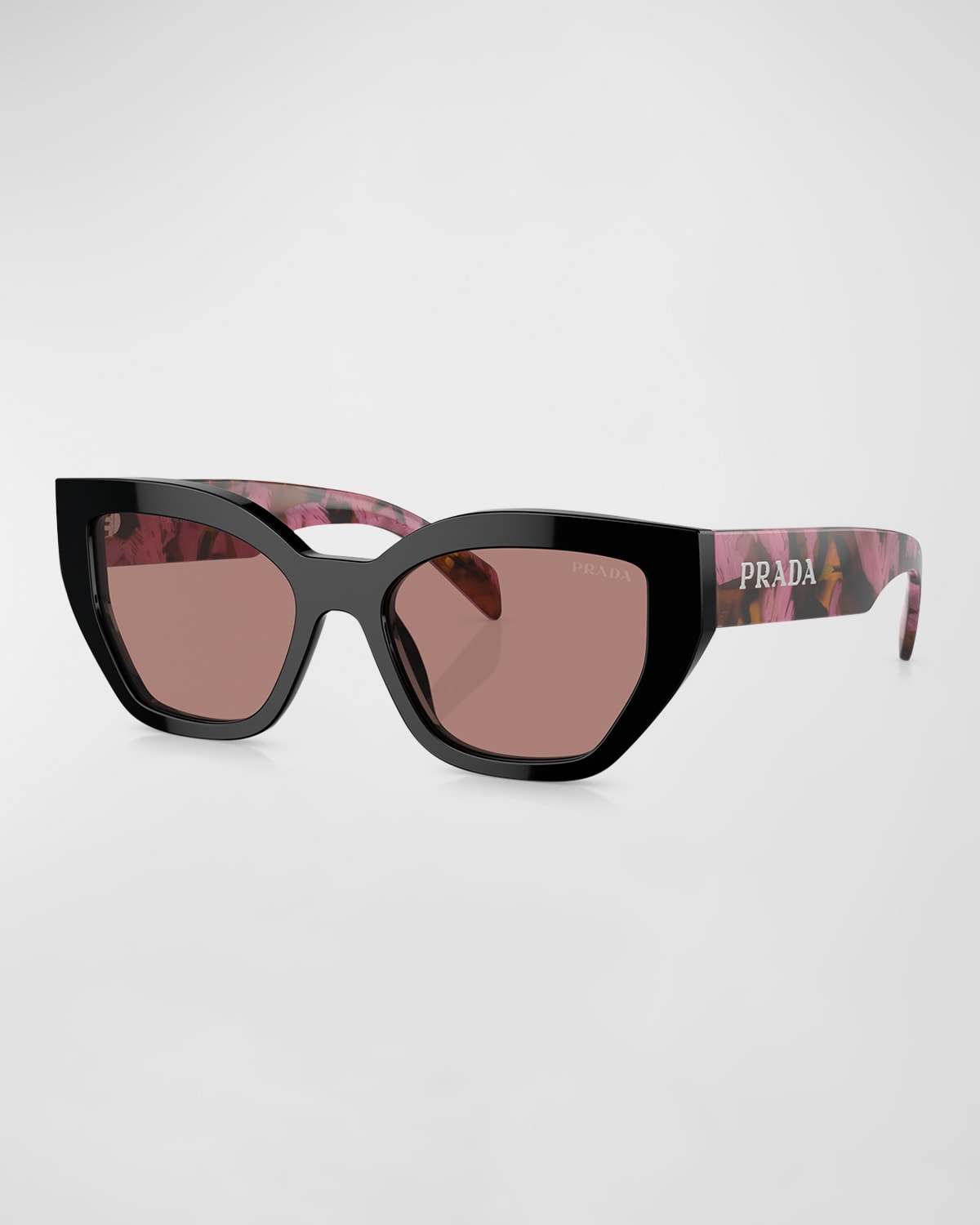Prada Logo Acetate Butterfly Sunglasses In Lite Brown