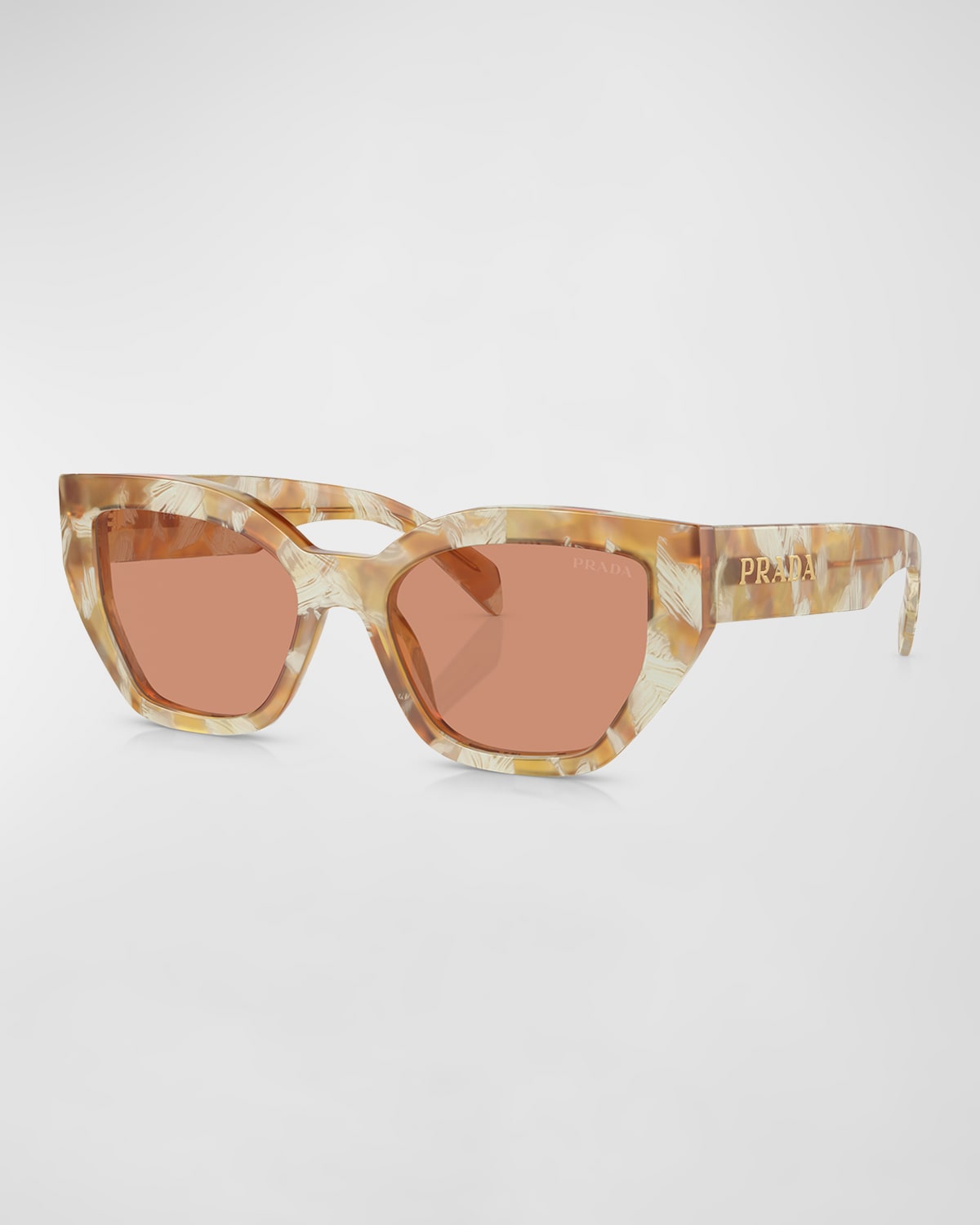 Shop Prada Logo Acetate Butterfly Sunglasses In Brown