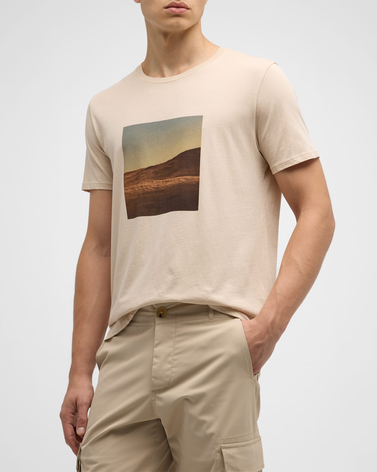 Shop Atm Anthony Thomas Melillo Men's Desert Photoreal Jersey T-shirt In Natural Beige