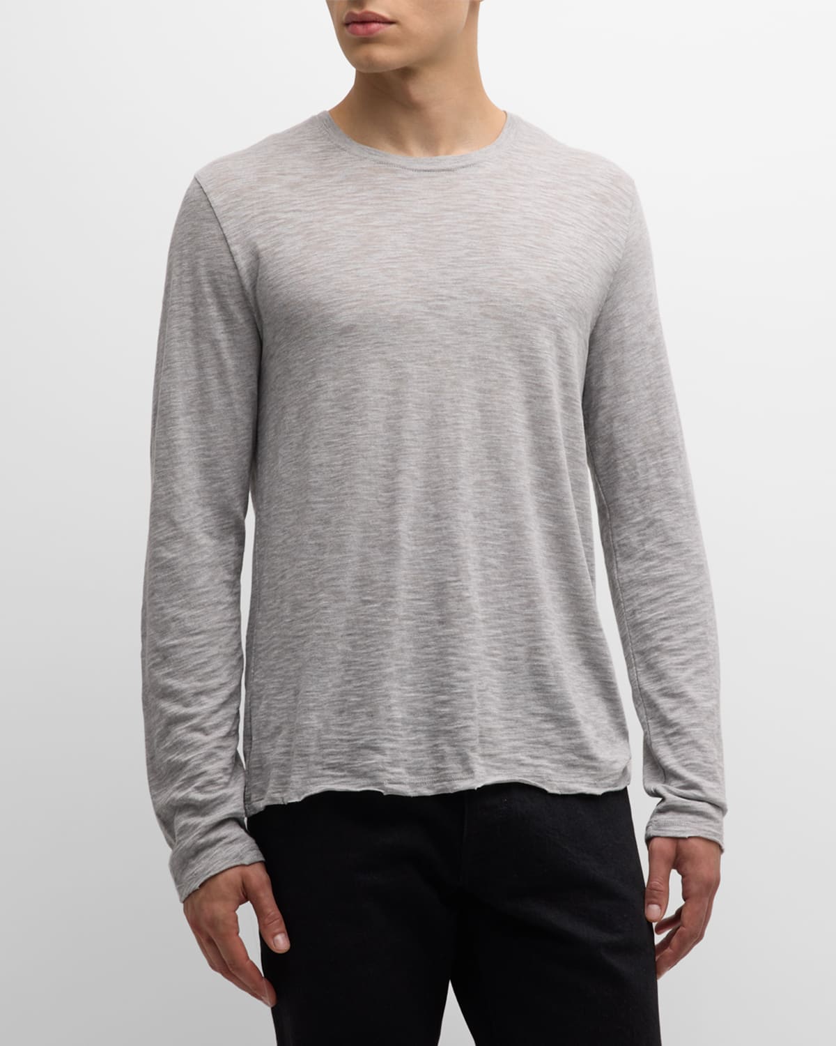Shop Atm Anthony Thomas Melillo Men's Long-sleeve Destroyed Cotton T-shirt In Heather Grey
