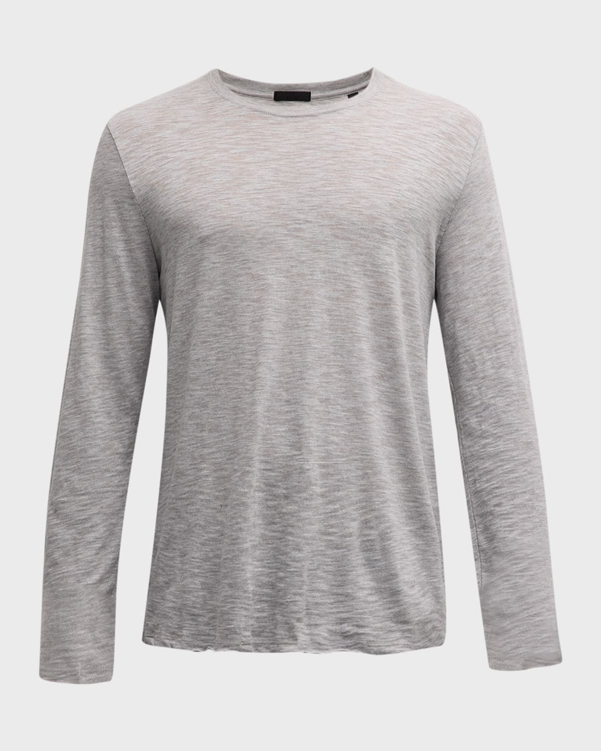 Shop Atm Anthony Thomas Melillo Men's Long-sleeve Destroyed Cotton T-shirt In Heather Grey