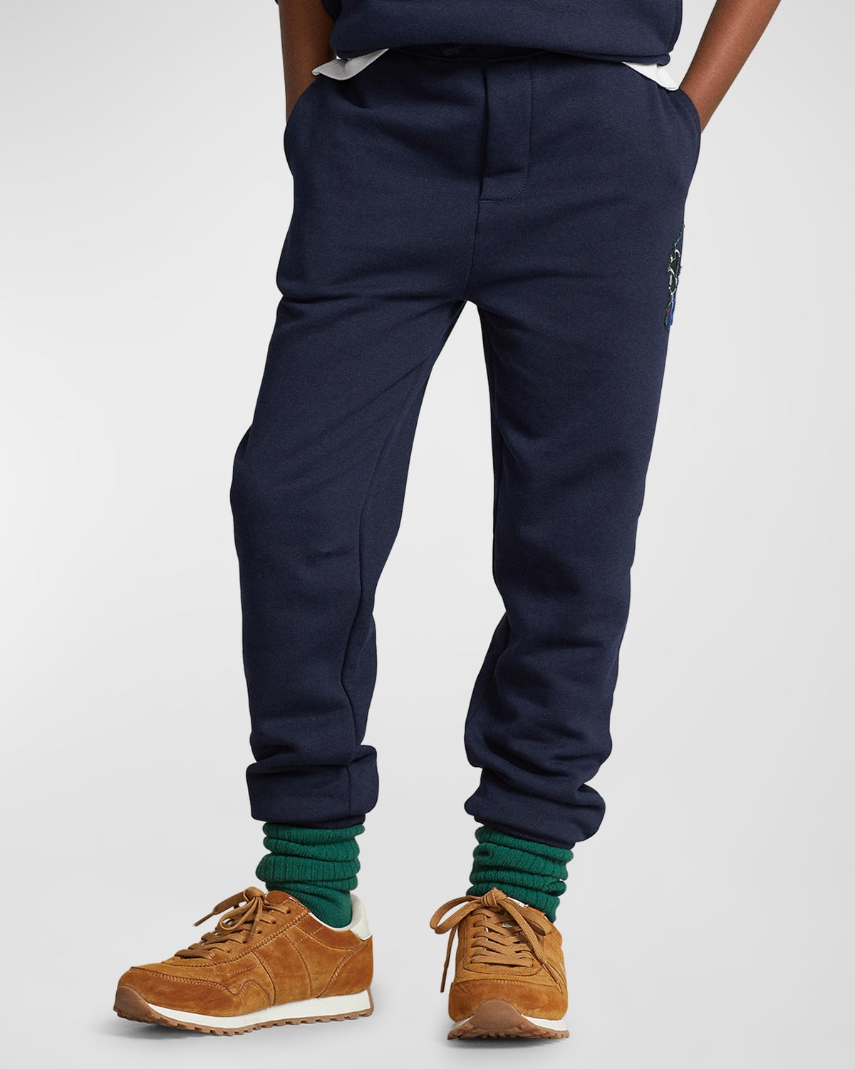 Ralph Lauren Kids' Boy's Joggers W/ Embroidered Oversized Pony In Hunter Navy