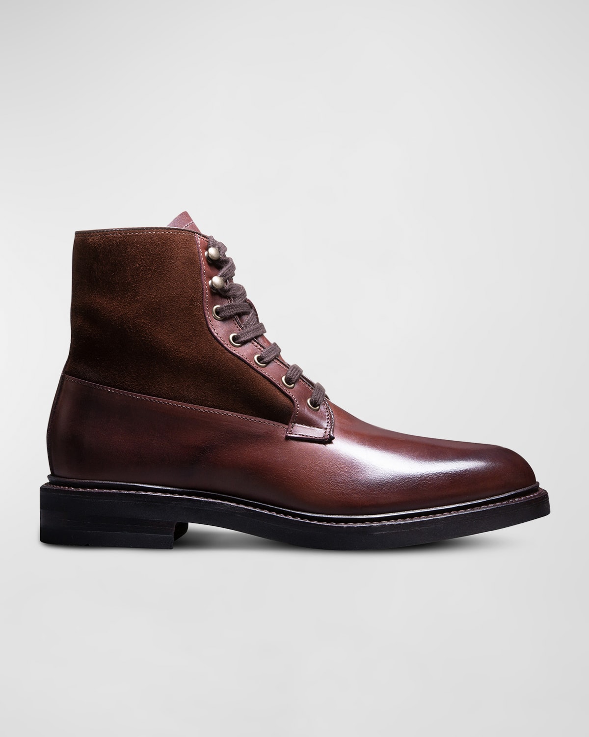 Shop Allen Edmonds Men's Dain Leather And Suede Lace-up Boots In Mahogany