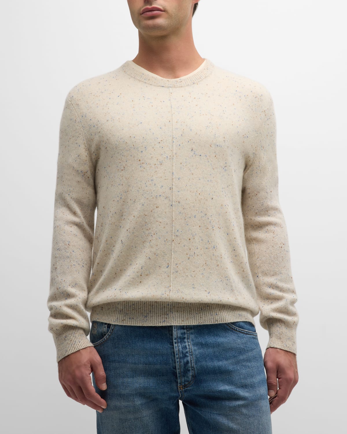 Shop Atm Anthony Thomas Melillo Men's Donegal Cashmere Sweater In Chalk Multi