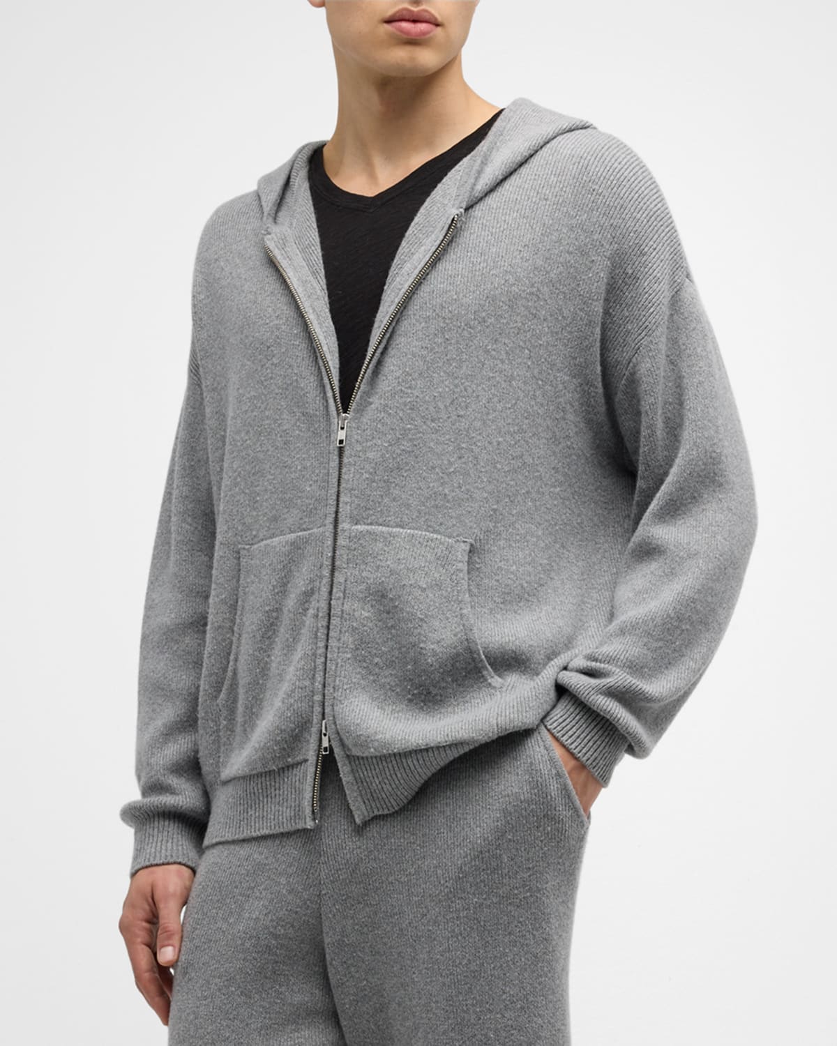 Atm Anthony Thomas Melillo Men's Relaxed Wool-blend Zip Hoodie In Gray