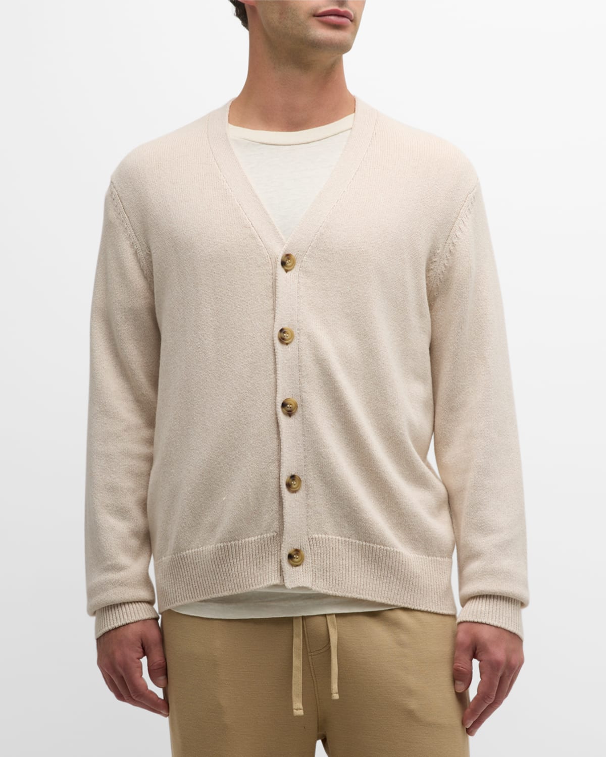 Men's Linen-Blend Jersey Cardigan