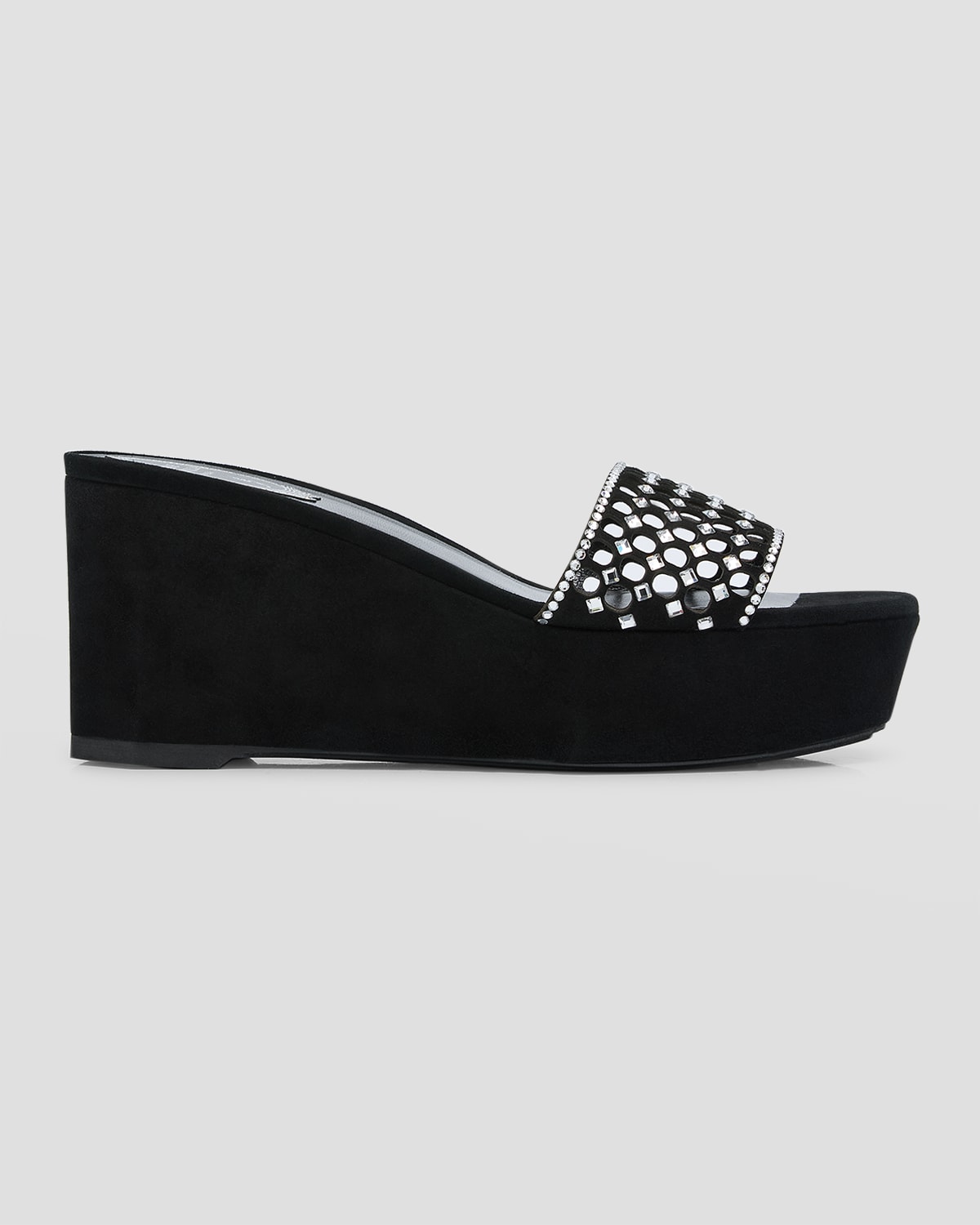 Shop René Caovilla Crystal Net Wedge Platform Sandals In Black