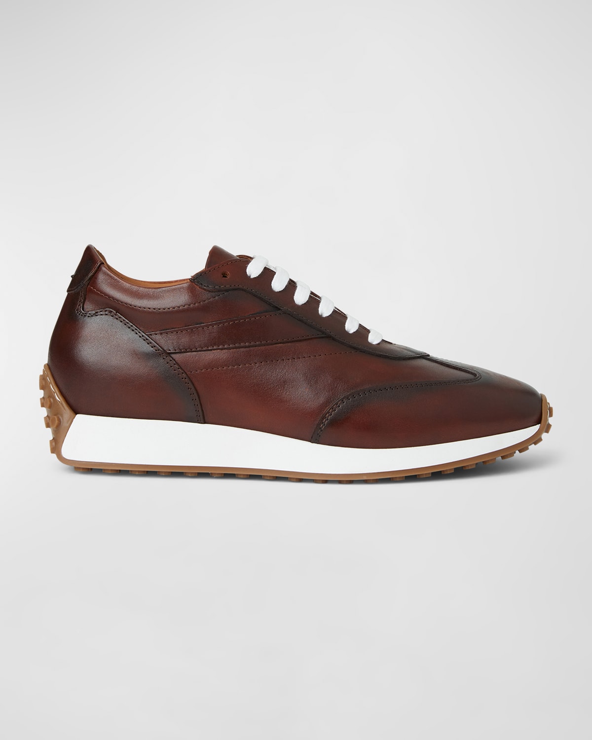 Shop Bruno Magli Men's Duccio Leather Running Sneakers In Rust