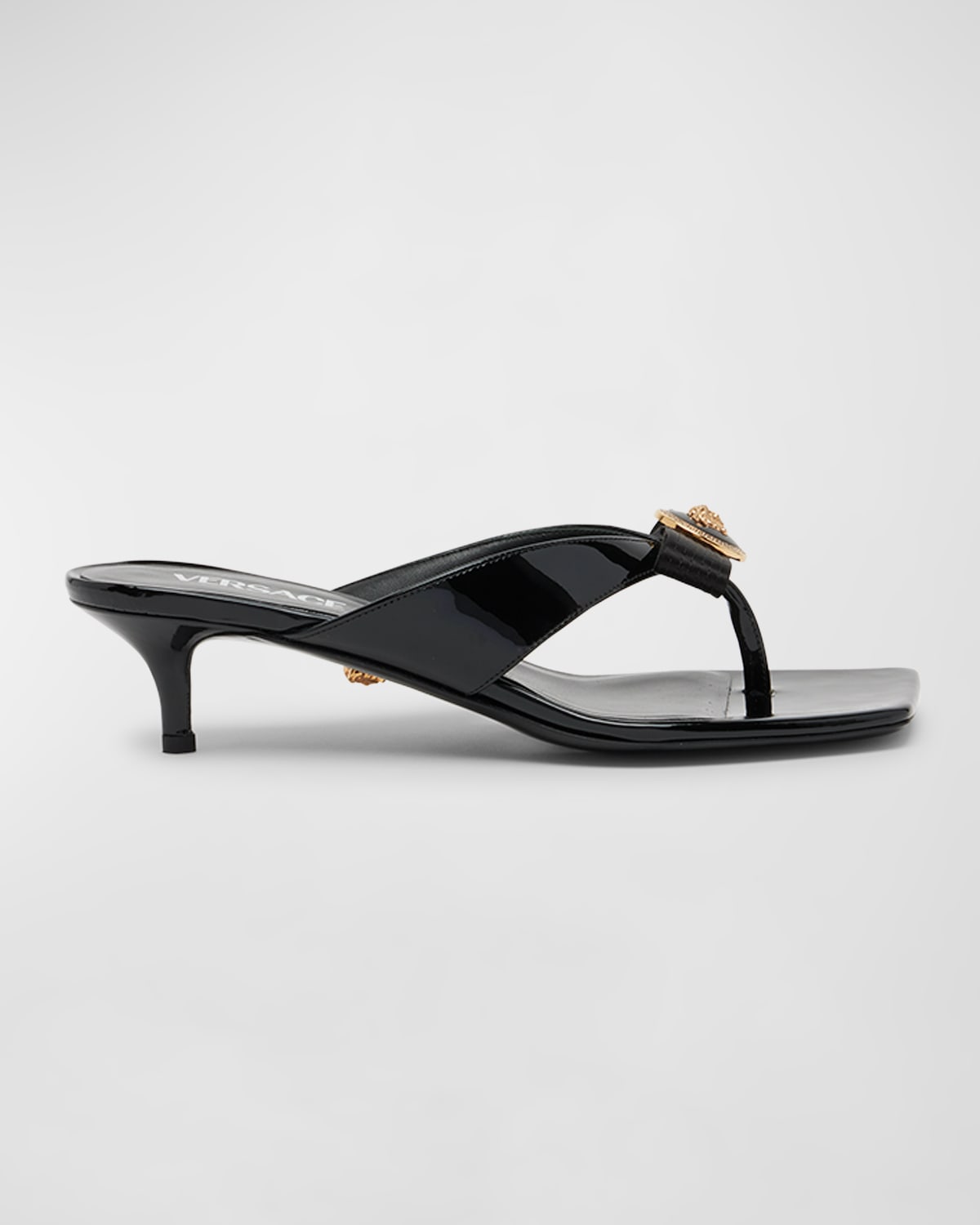 Gianni Patent Bow Thong Sandals