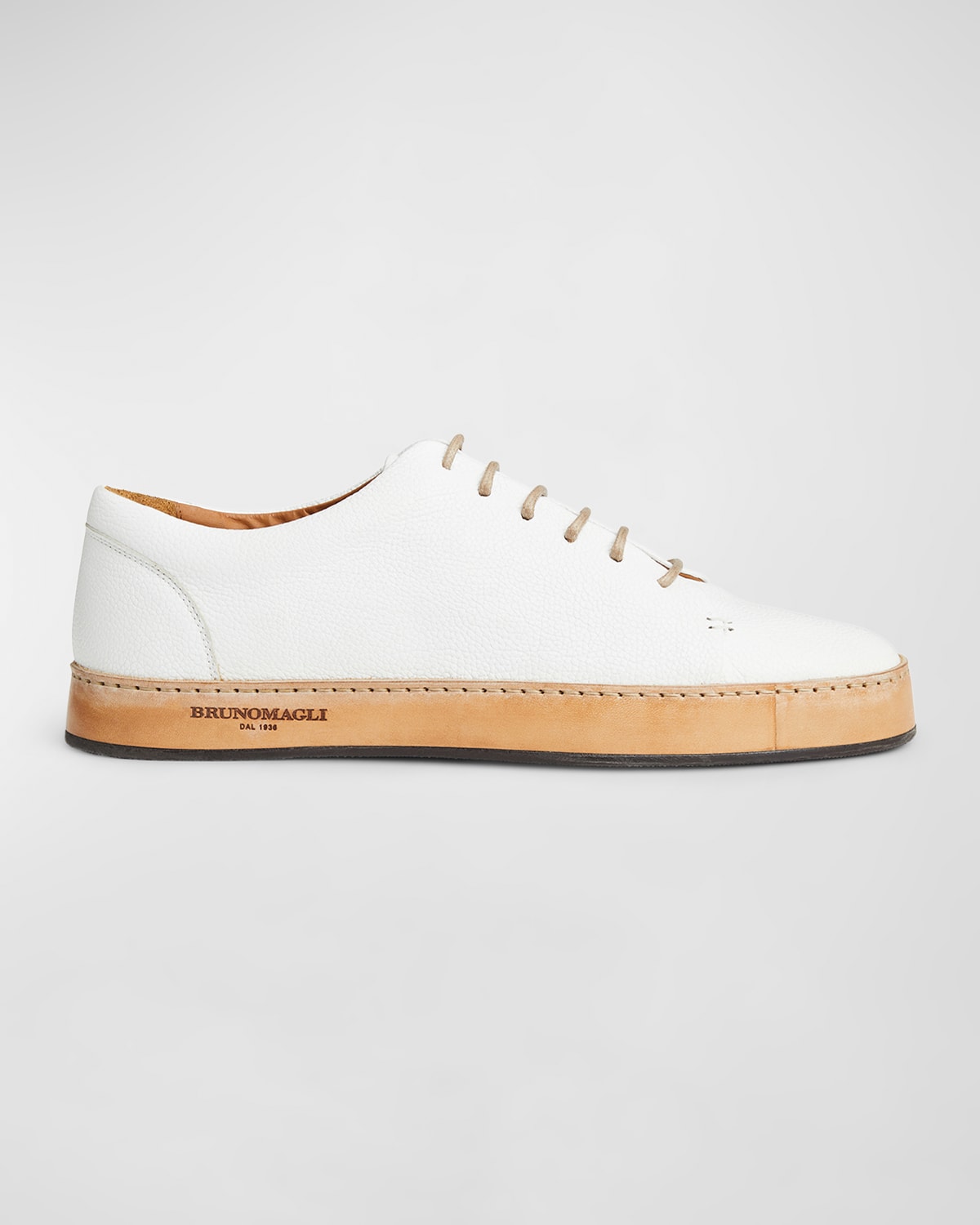 Bruno Magli Men's Trento Grained Leather Low-top Trainers In White