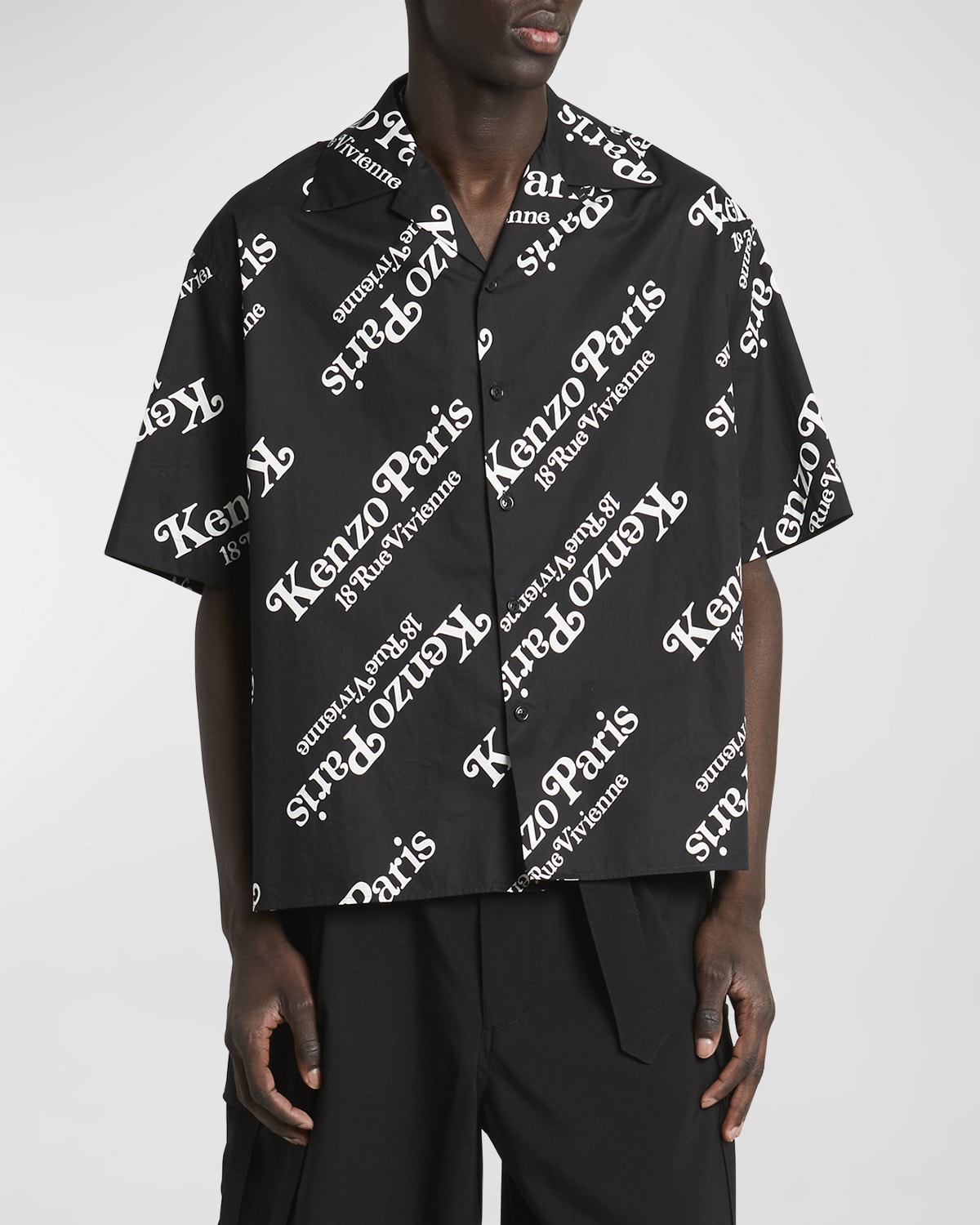 Shop Kenzo X Verdy Men's Logo-print Camp Shirt In Black