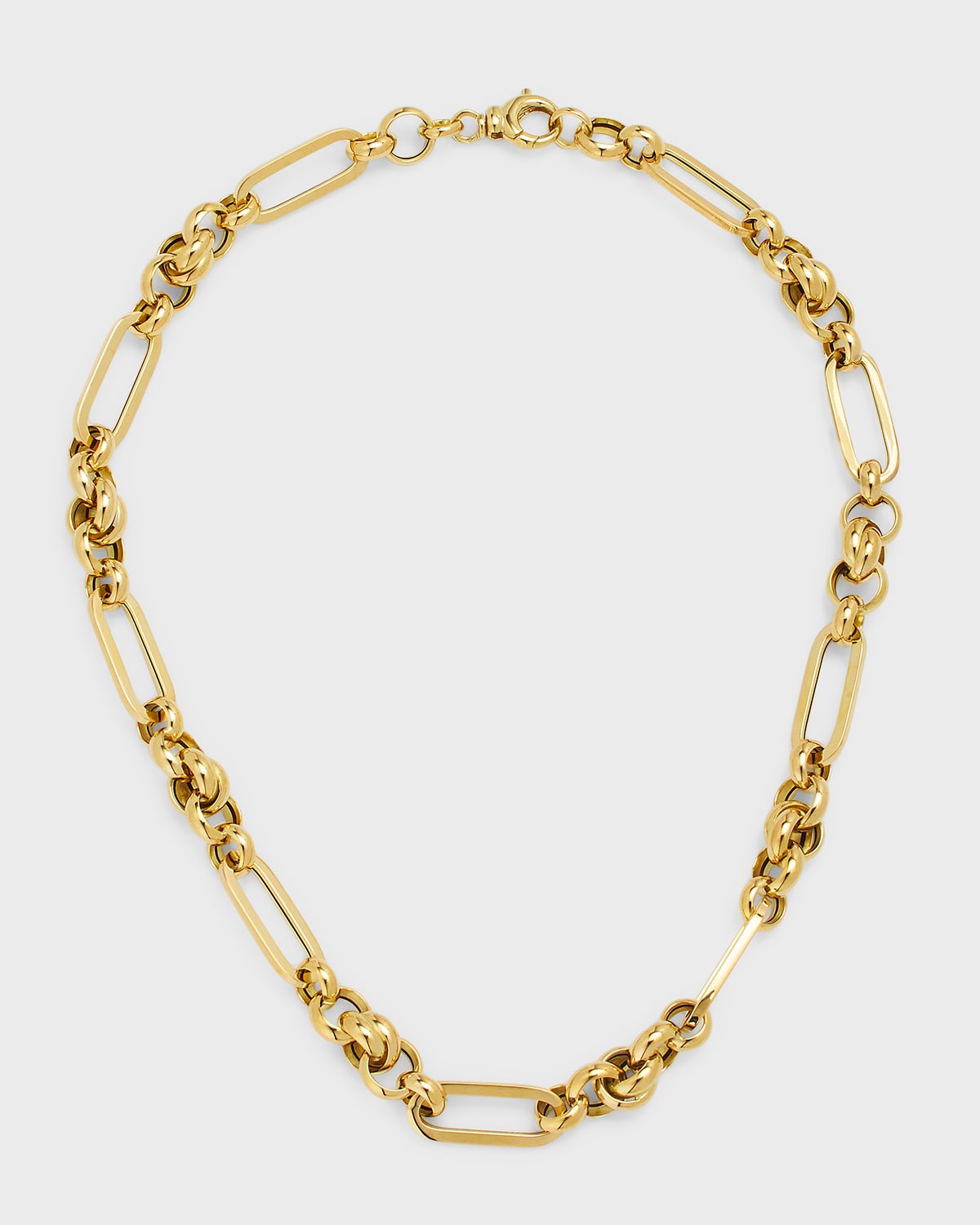 18K Yellow Gold Alternating Paper Clip Chain Necklace