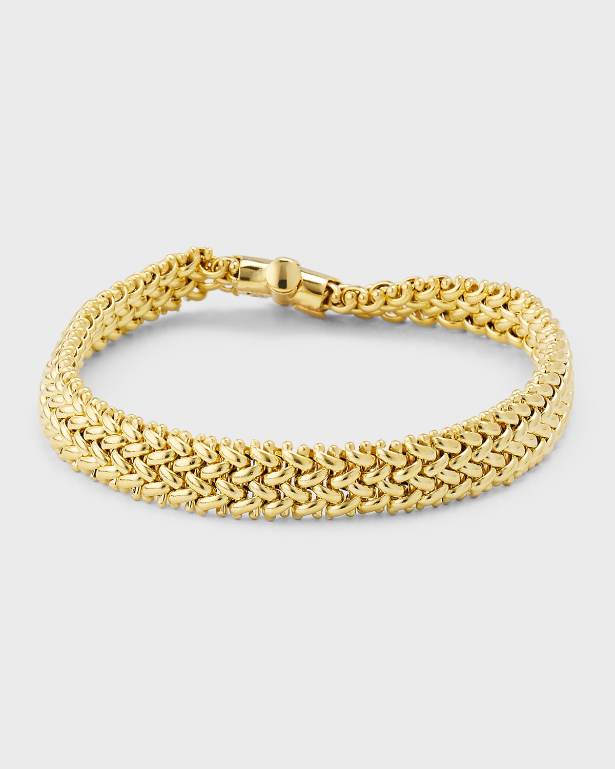 18K Yellow Gold Via Ornato Chicco Chain Bracelet, 7mm