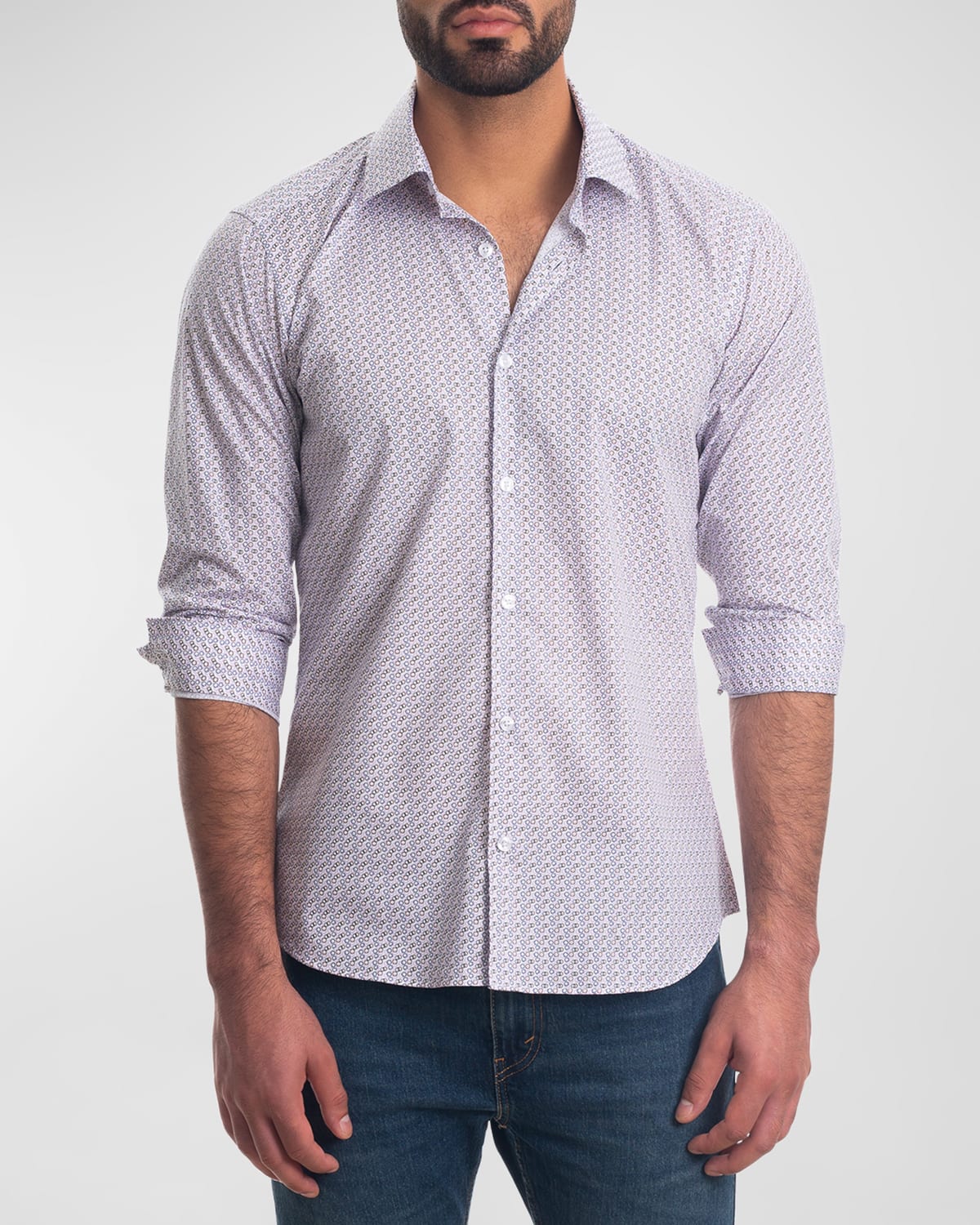 Men's Patterned Button-Down Shirt