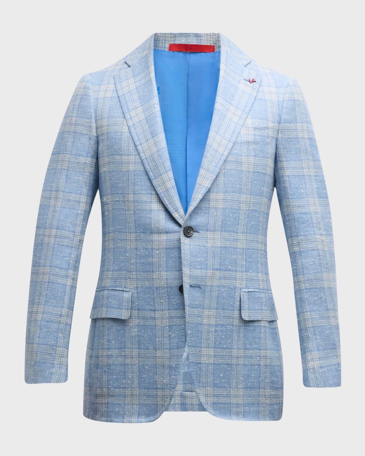 Men's Plaid Linen-Blend Sport Coat