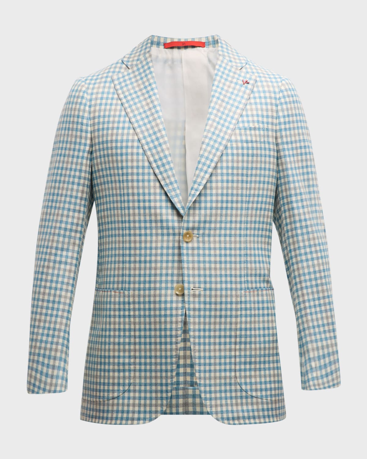 Isaia Men's Check Linen-blend Sport Coat In Open White