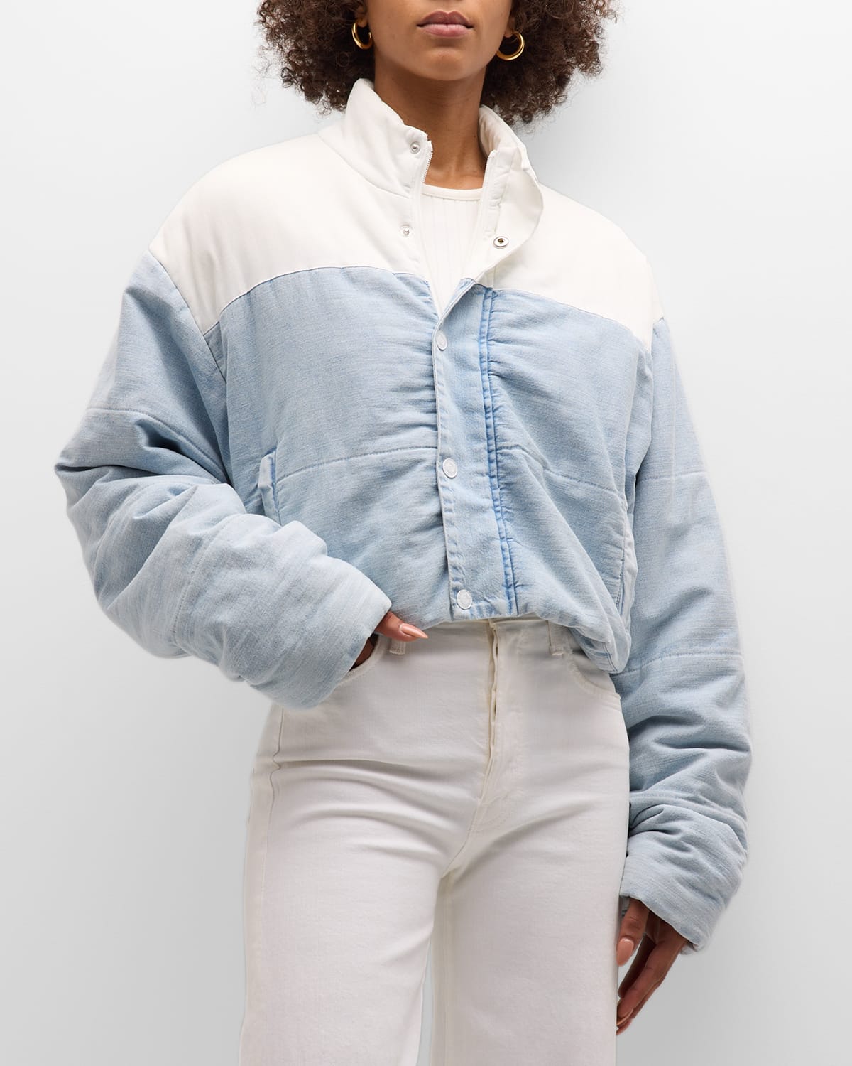 Shop Mother The Drop Pillow Talk Puffer Crop Jacket In Its Chill