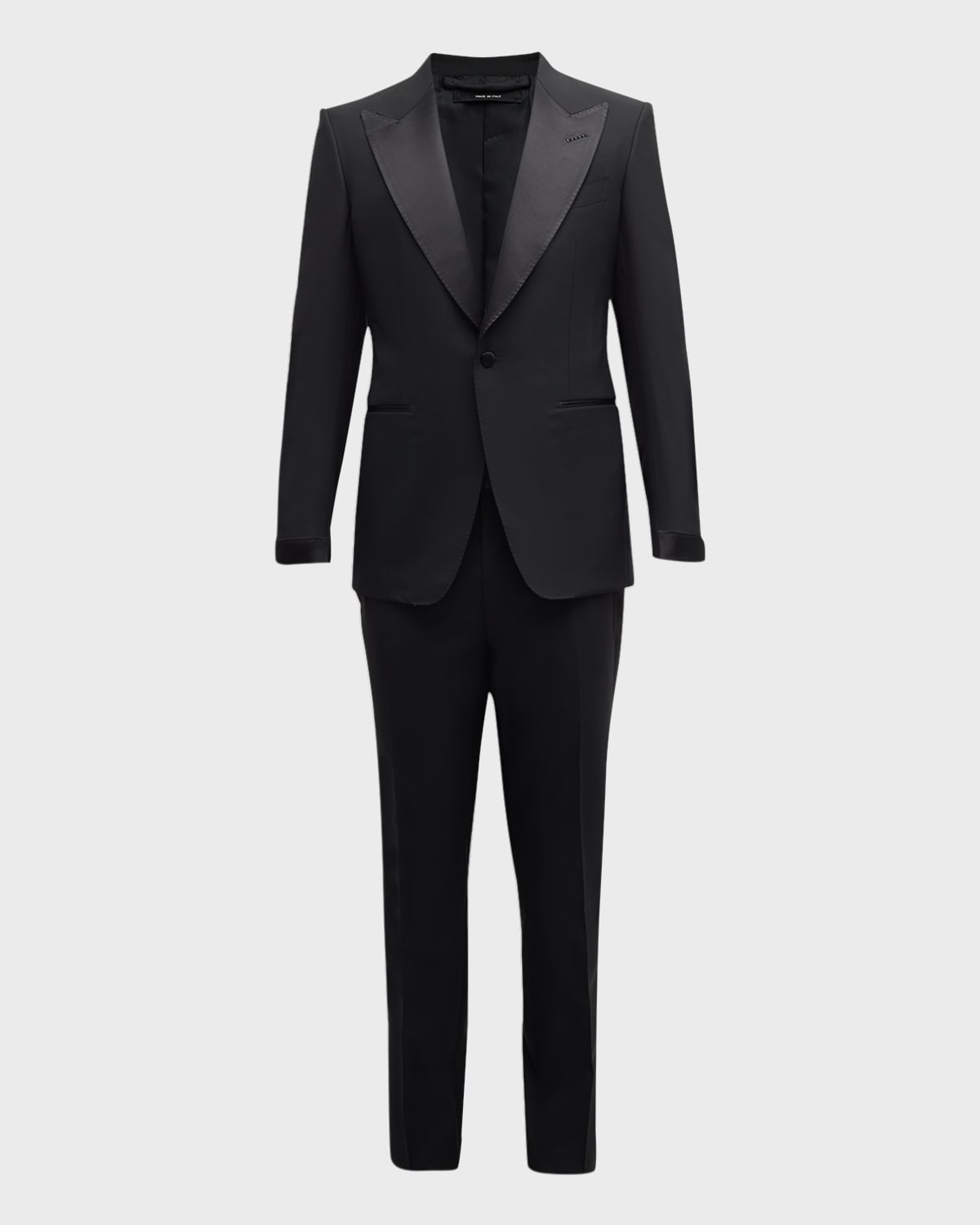 Tom Ford Black Tuxedo Suit With Satin Lapels In Black