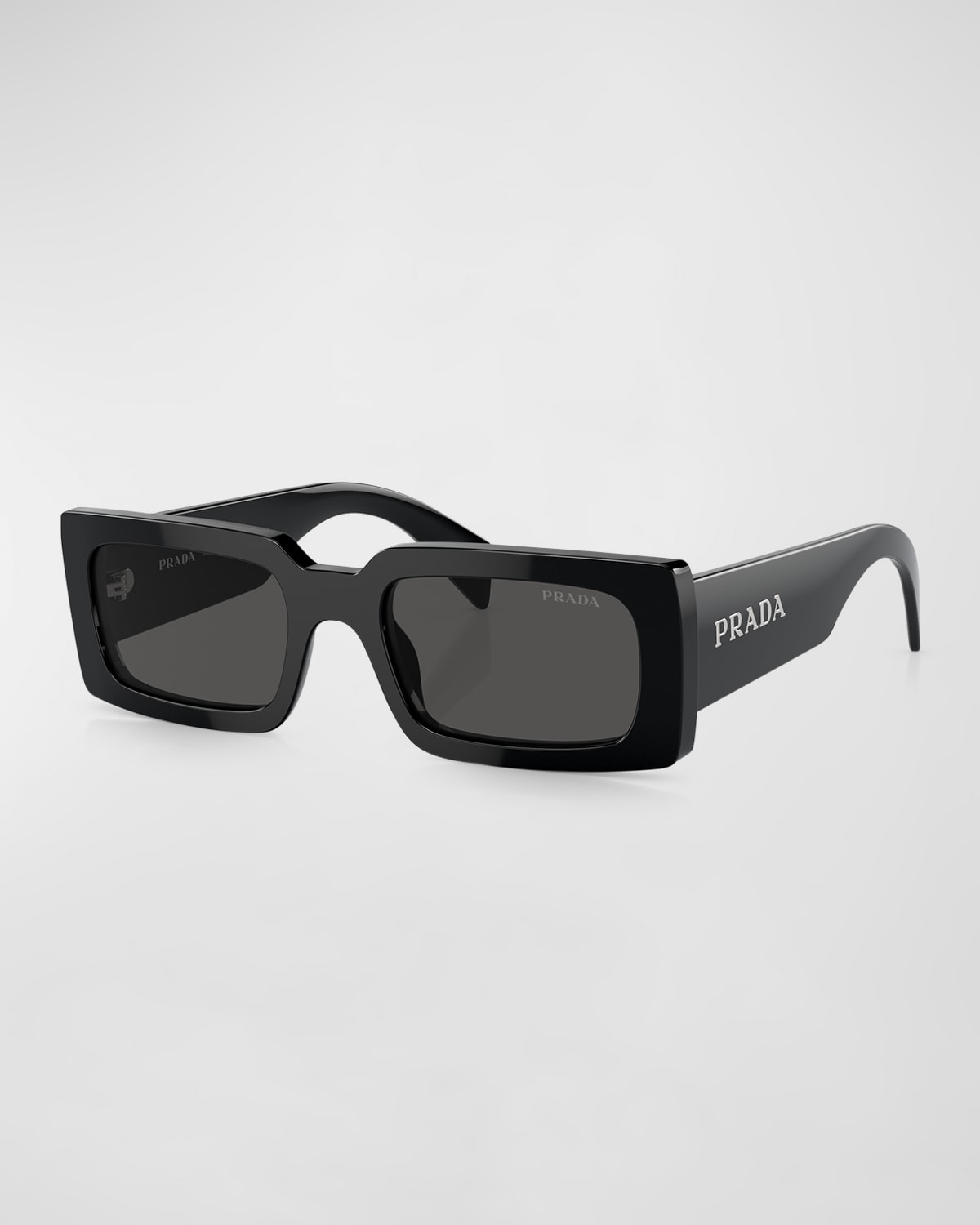 Prada Logo Acetate Rectangle Sunglasses In Black