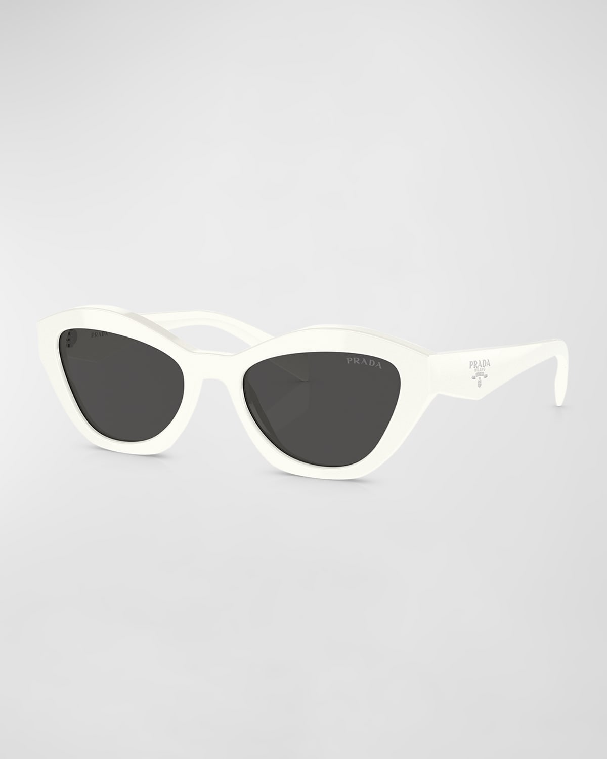 Prada Triangle Logo Acetate Butterfly Sunglasses In White