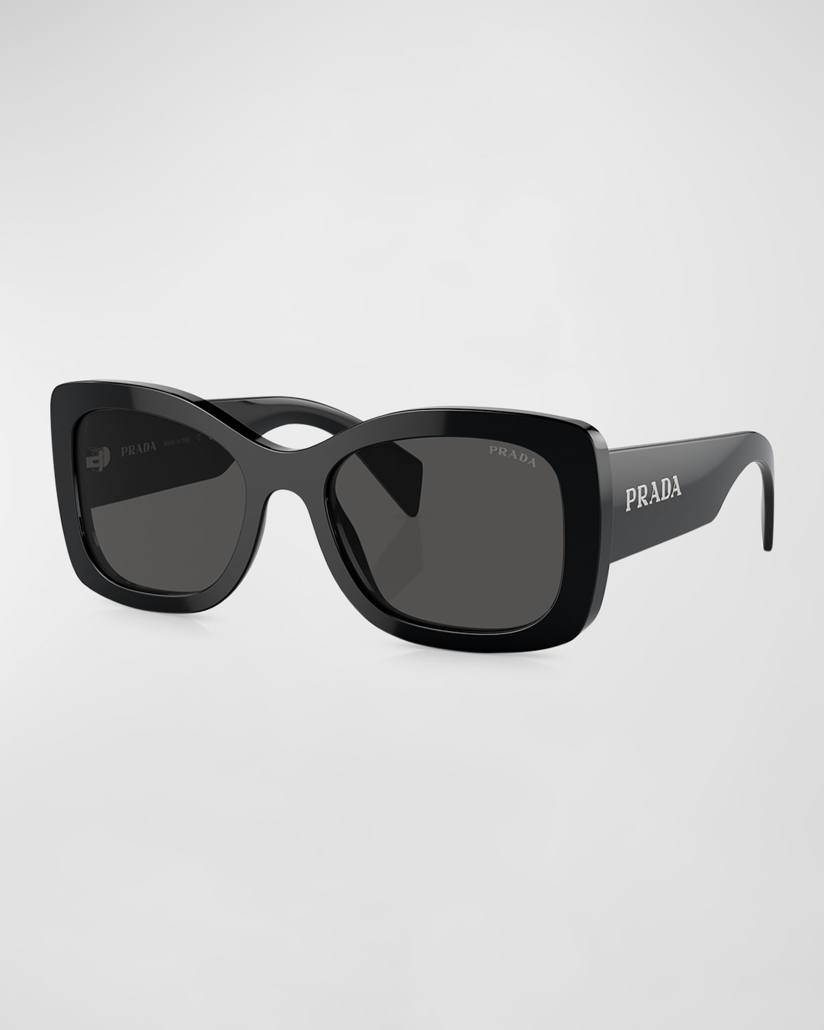 Prada Logo Acetate Oval Sunglasses In Black