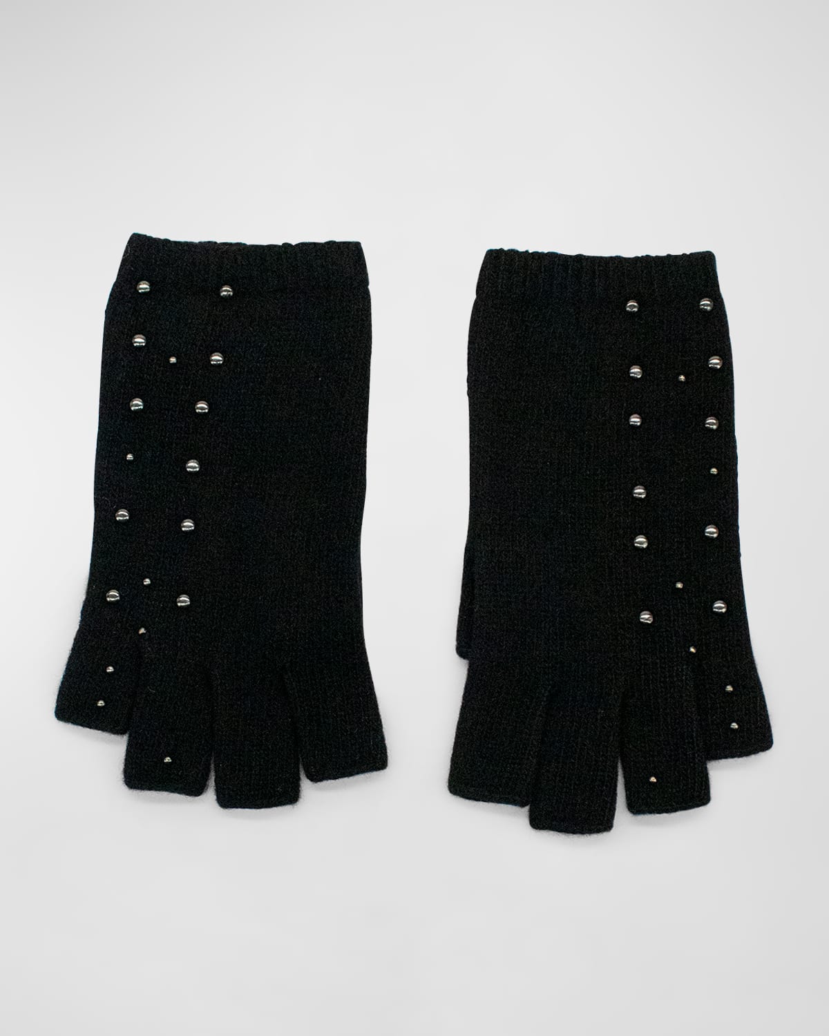 Cashmere Fingerless Gloves with Scattered Studs