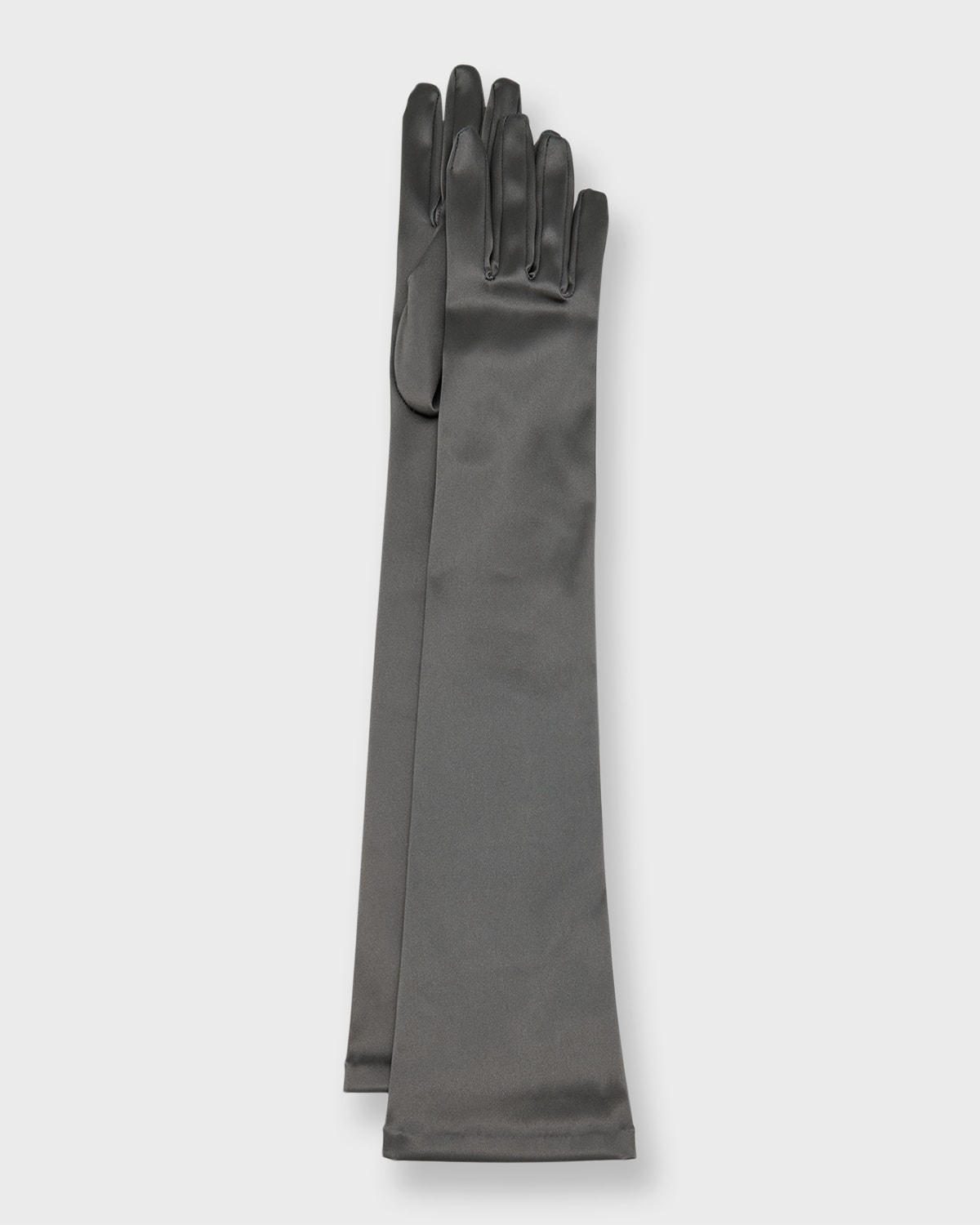 Portolano Stretchy Satin Opera Gloves In Grey