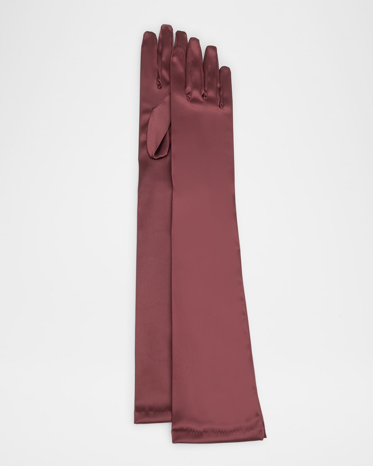 Shop Portolano Stretchy Satin Opera Gloves In Wine