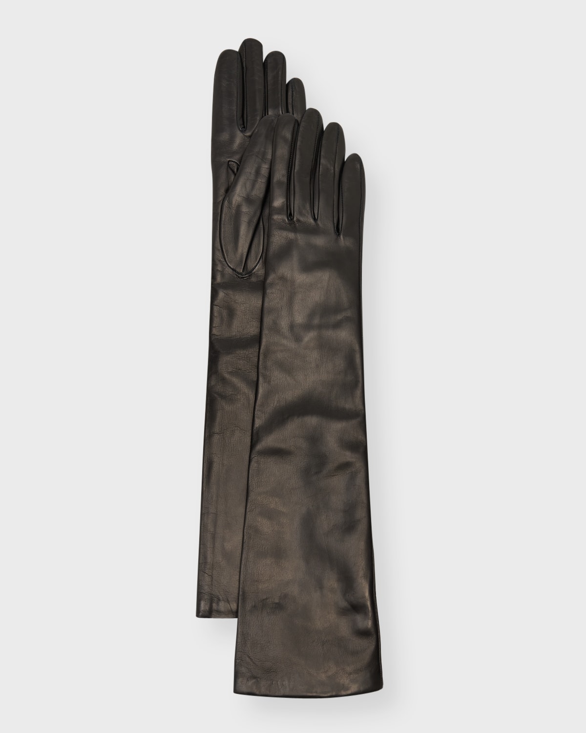 Portolano Long Cashmere-lined Leather Gloves In Chocolate