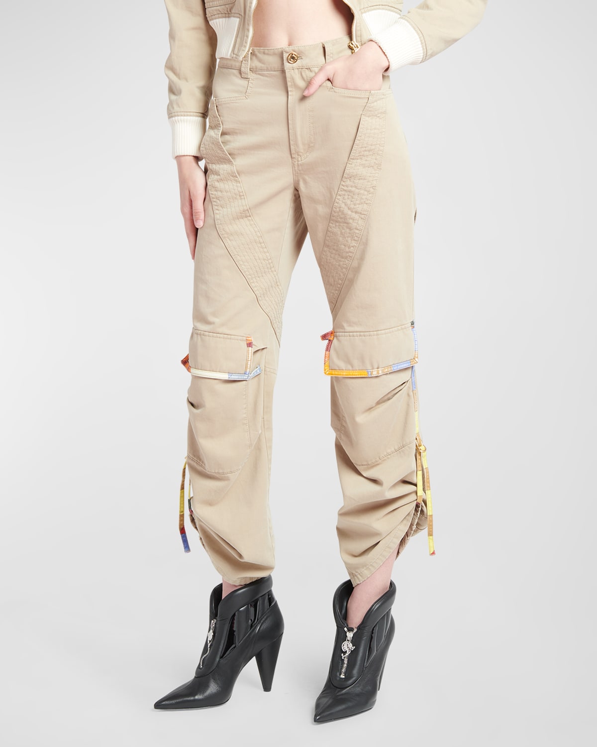 Emilio Pucci High-rise Roll-hem Straight-leg Cargo Trousers In Corda