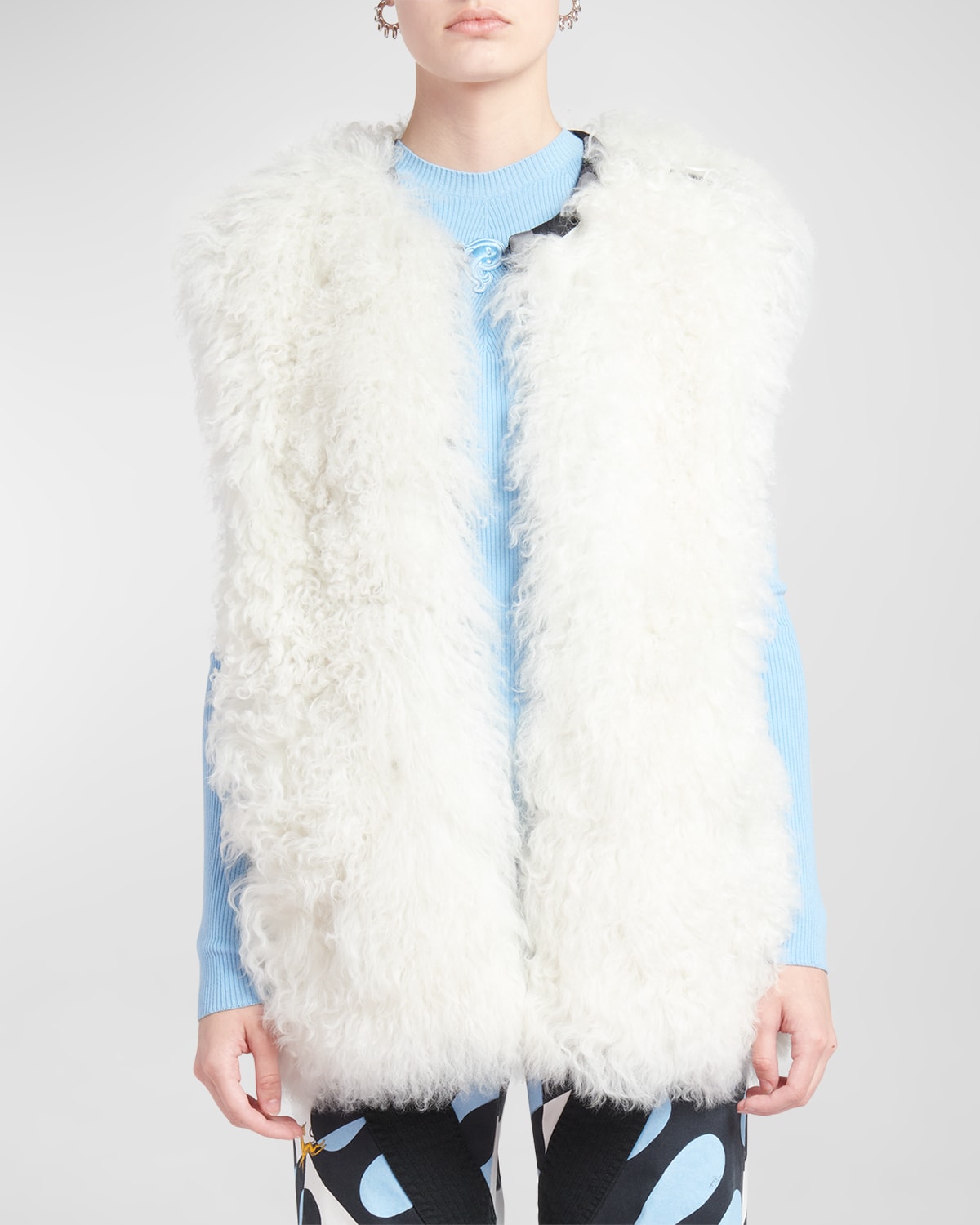 Emilio Pucci Textured Mohair Vest In Bianco Seta
