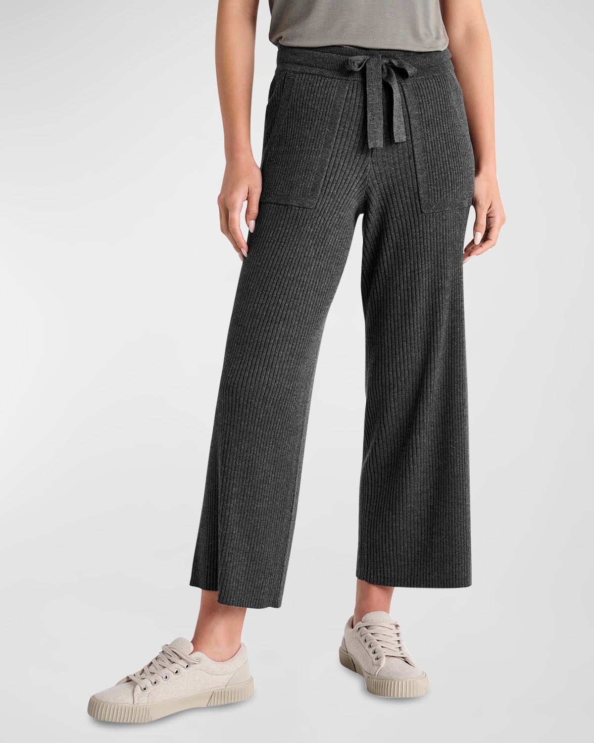 SPLENDID GEORGIE CASHBLEND RIB-KNIT DRAWSTRING PANTS