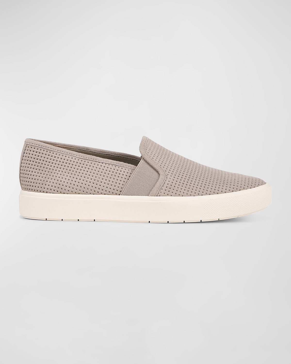 Shop Vince Blair Perforated Suede Slip-on Sneakers In Taupe Grey
