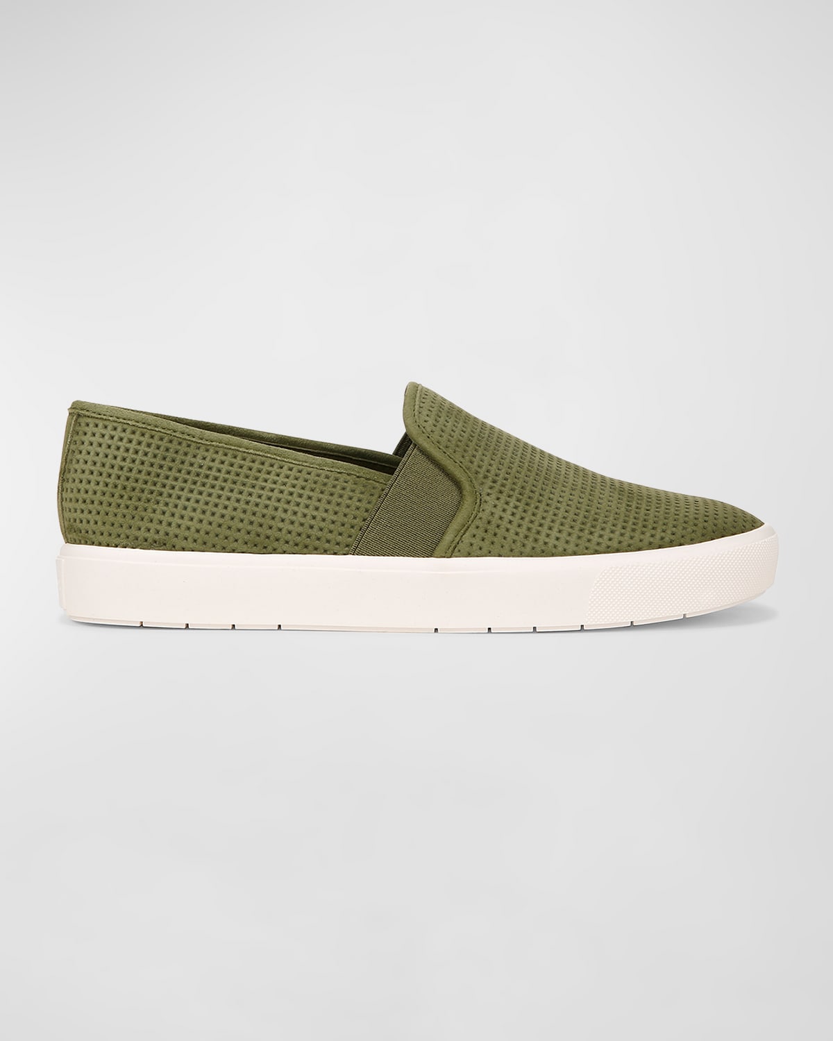 Shop Vince Blair Perforated Suede Slip-on Sneakers In Fern Green Suede