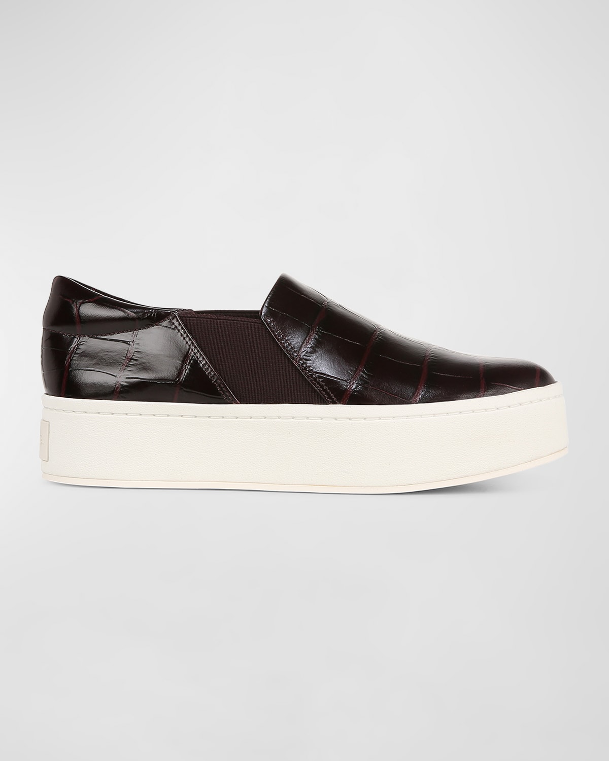 Vince Warren Croco Slip-on Sneakers In Plumwine