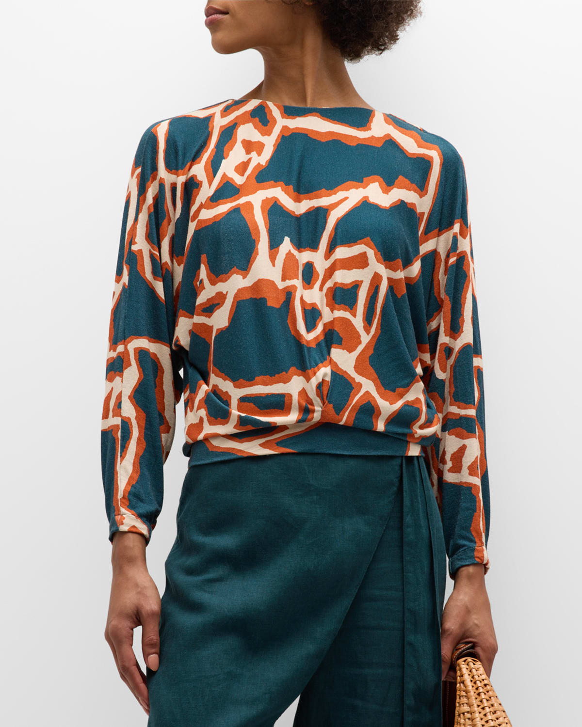 Onda Long-Sleeve Abstract Print Top