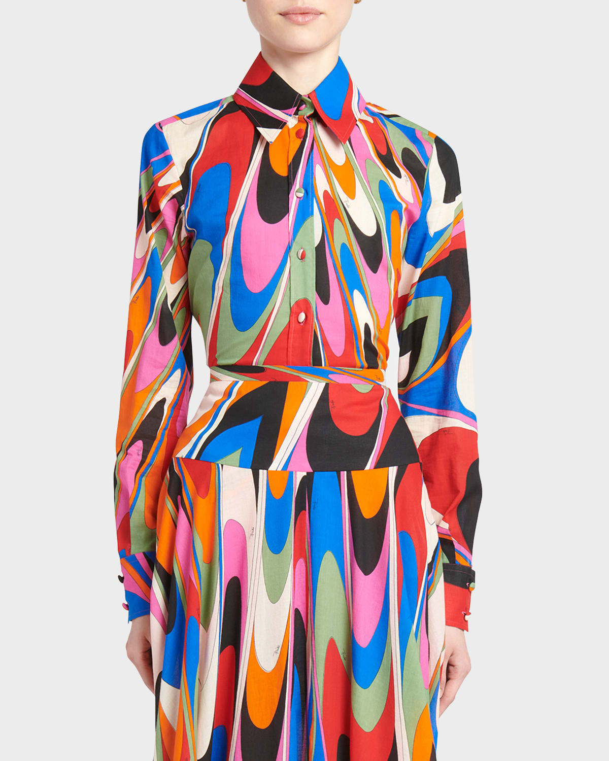 Emilio Pucci Abstract Print Collared Shirt In Blufuxia