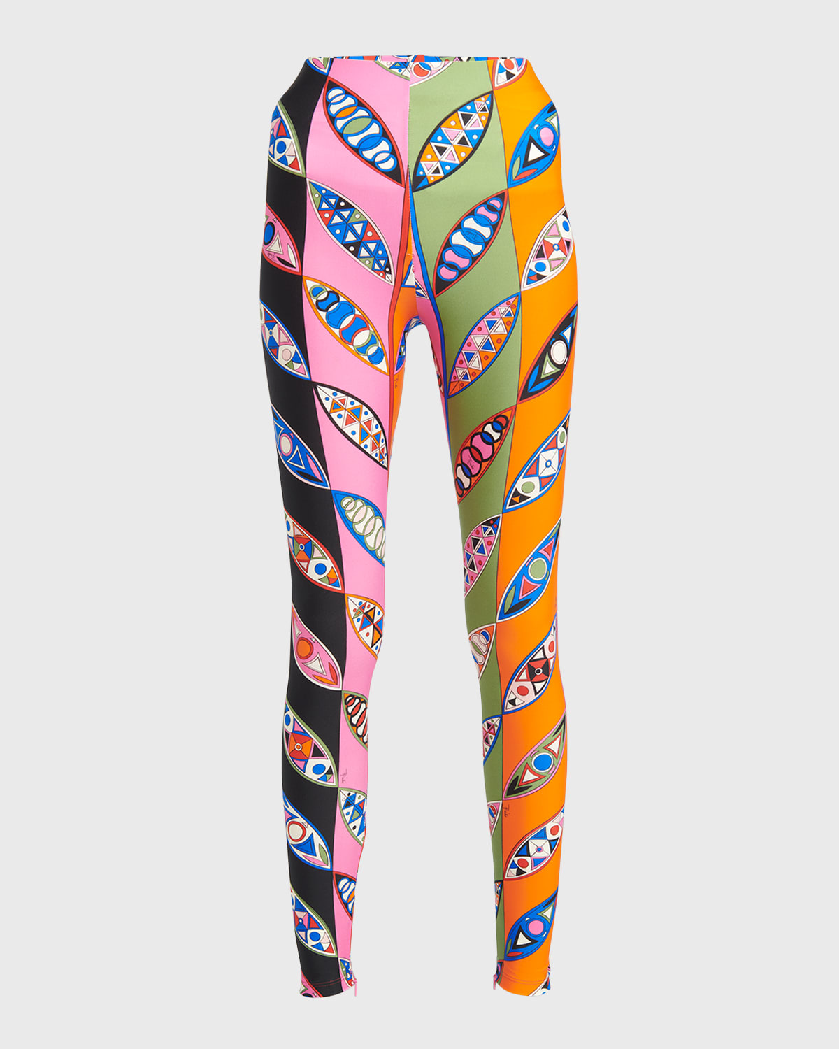 Emilio Pucci Abstract-print Ankle Leggings In Bluefuschia