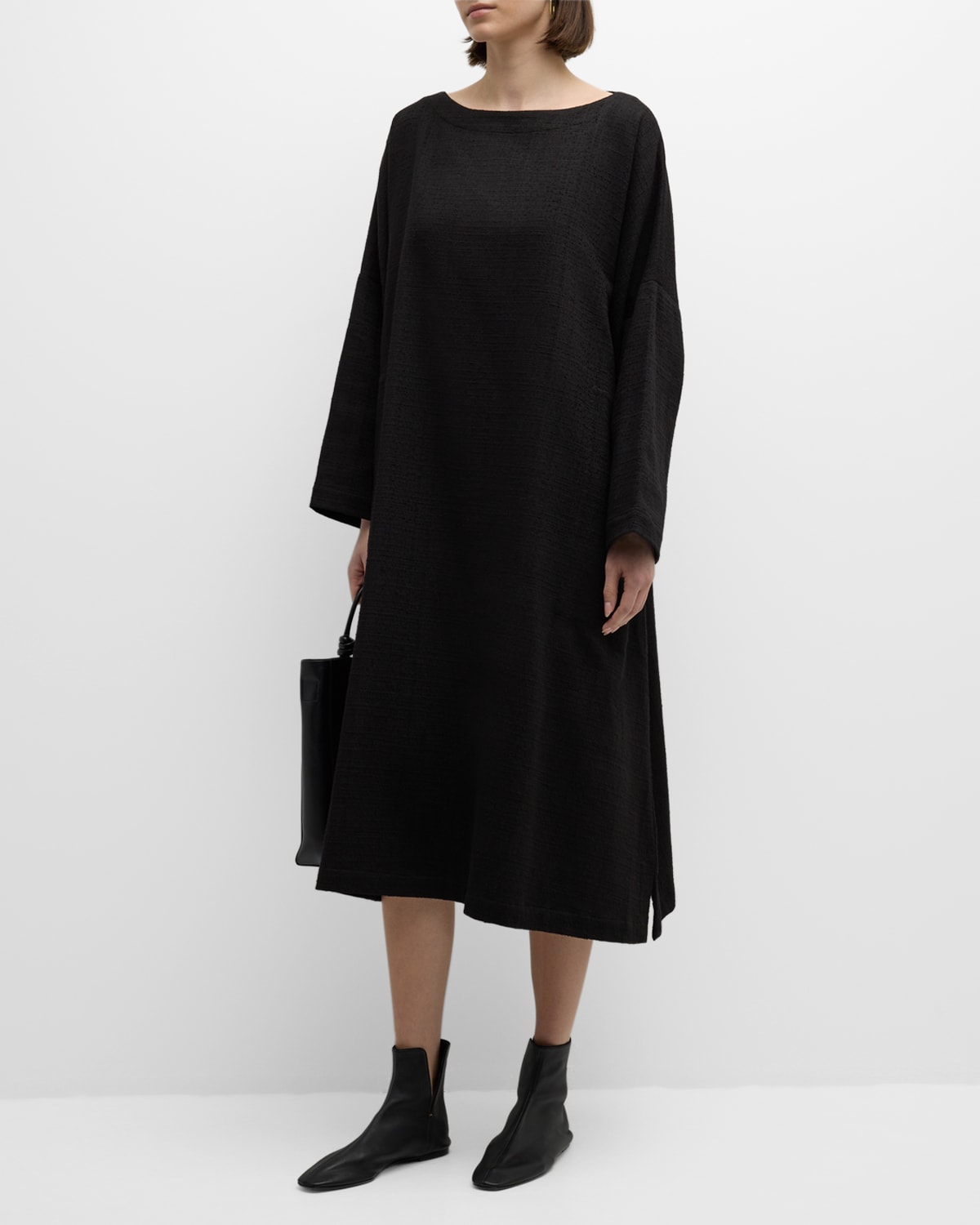Shop Eskandar Imperial Scoop-neck Dress In Black