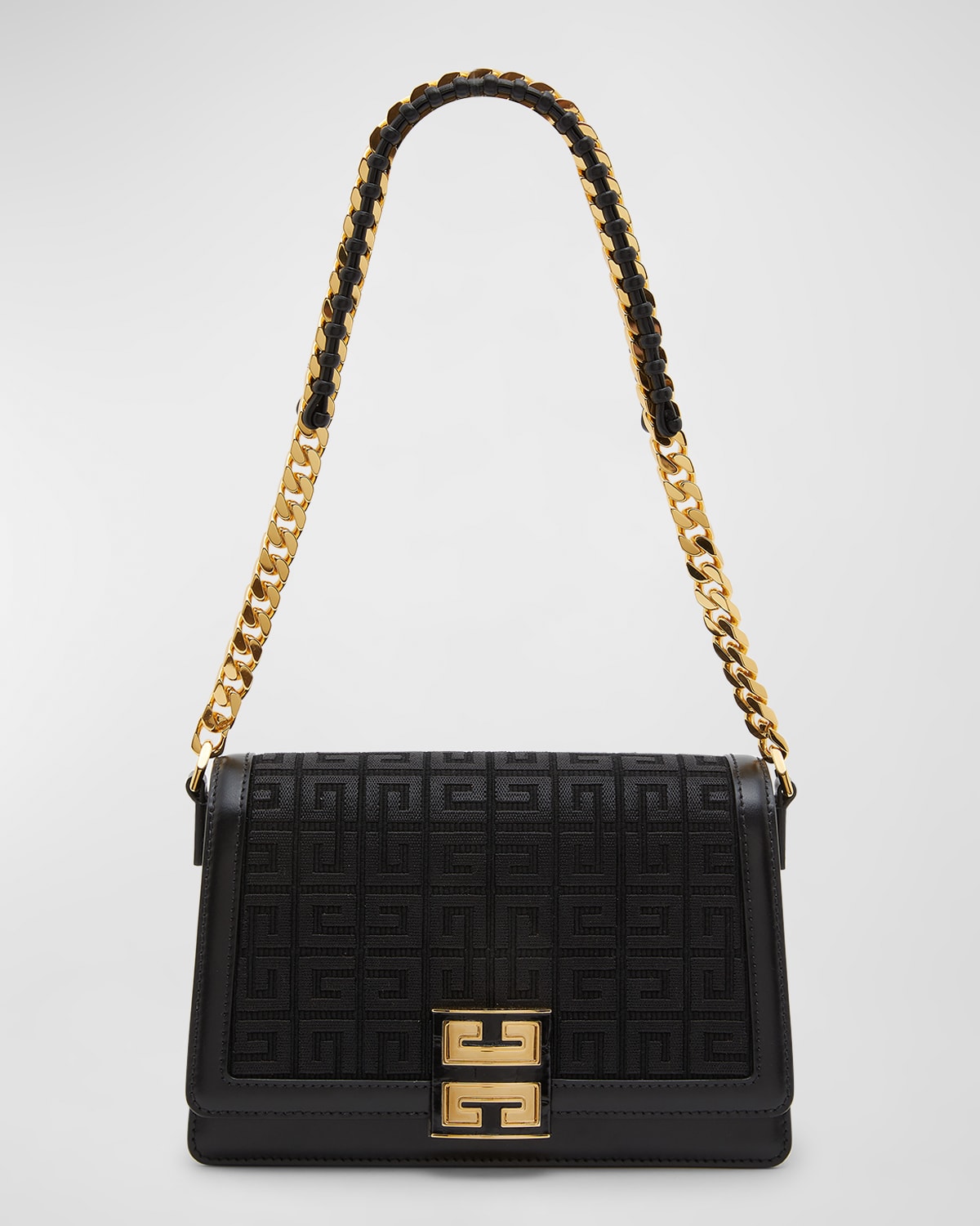 GIVENCHY 4G SHOULDER BAG IN CANVAS AND LEATHER WITH WOVEN CHAIN